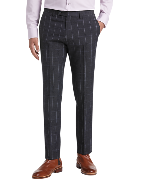 Paisley & Gray Slim Fit Suit Separates Pants, Gray Windowpane - Men's ...