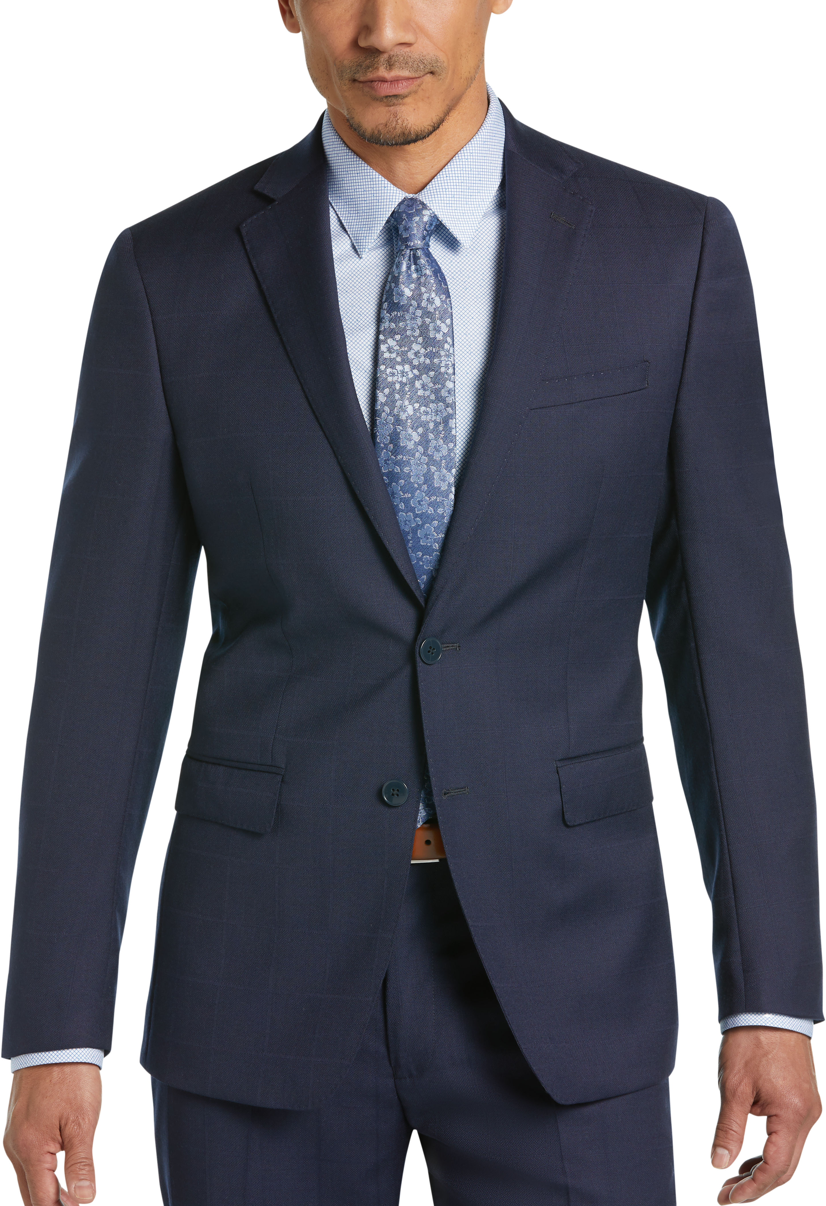 Navy Windowpane Suit | Mens Wearhouse