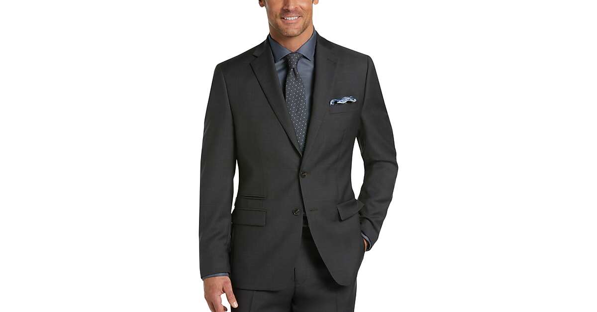 Calvin Klein Charcoal Plaid Modern Fit Suit Men's Suits Men's Wearhouse
