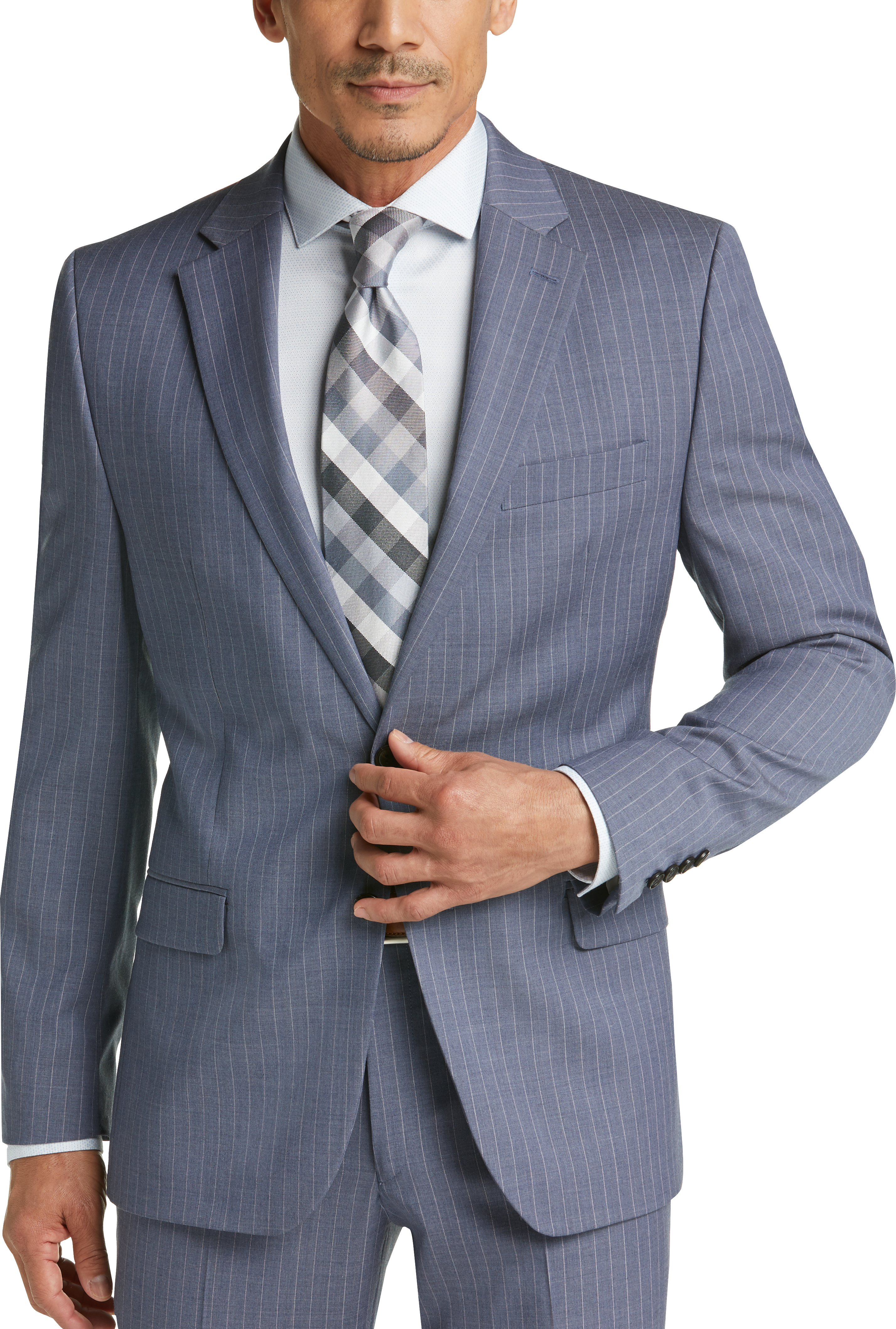Lauren By Ralph Lauren Stripe Light Blue Classic Fit Suit Men S