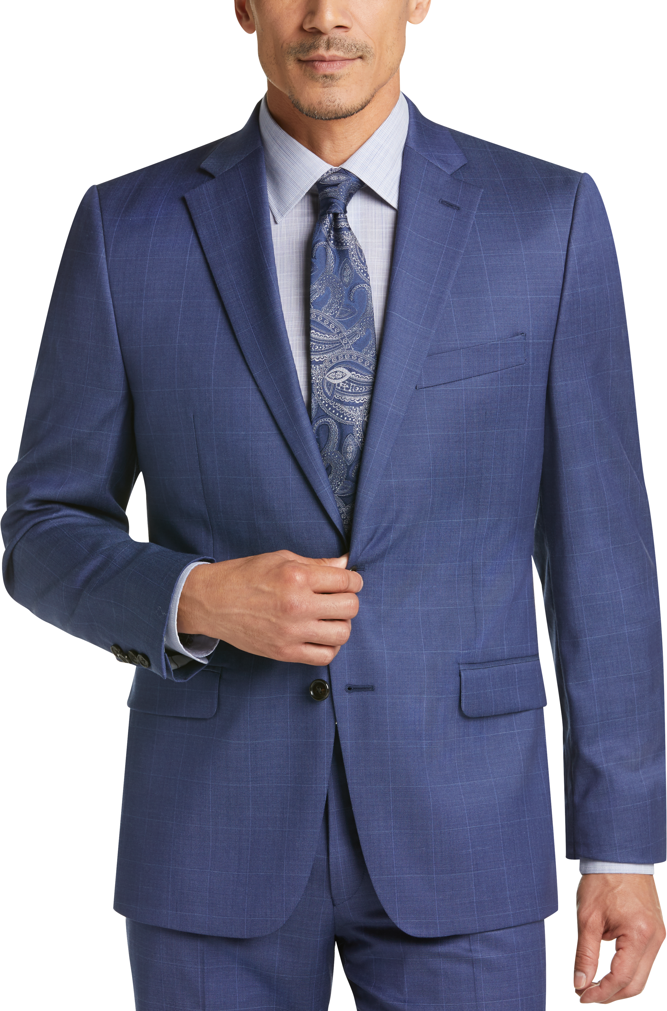 Lauren By Ralph Lauren Navy Windowpane Classic Fit Suit Men S