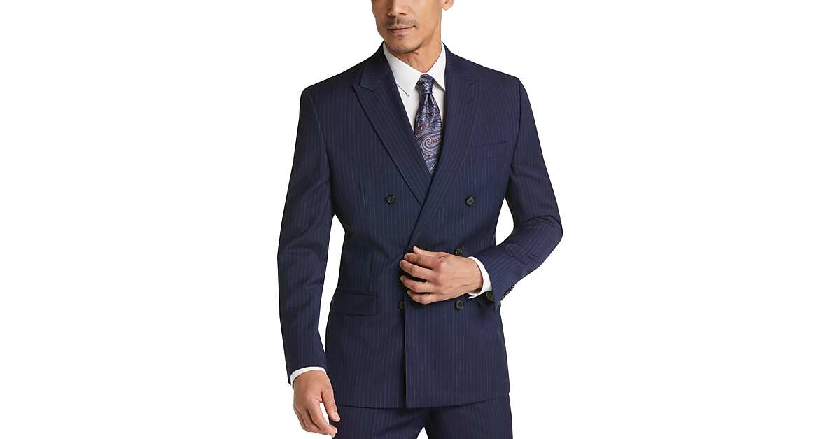 Lauren by Ralph Lauren Navy Stripe Classic Fit Suit Men's Suits Men