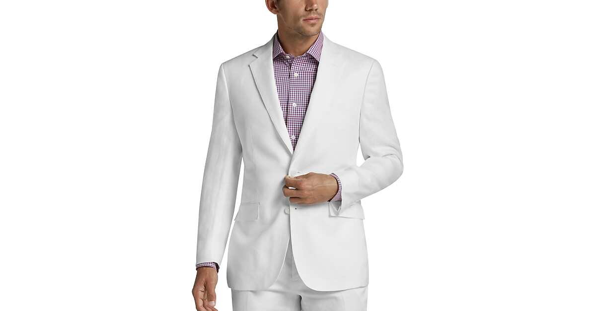 JOE Joseph Abboud White Linen Slim Fit Suit Men's Suits Men's Wearhouse
