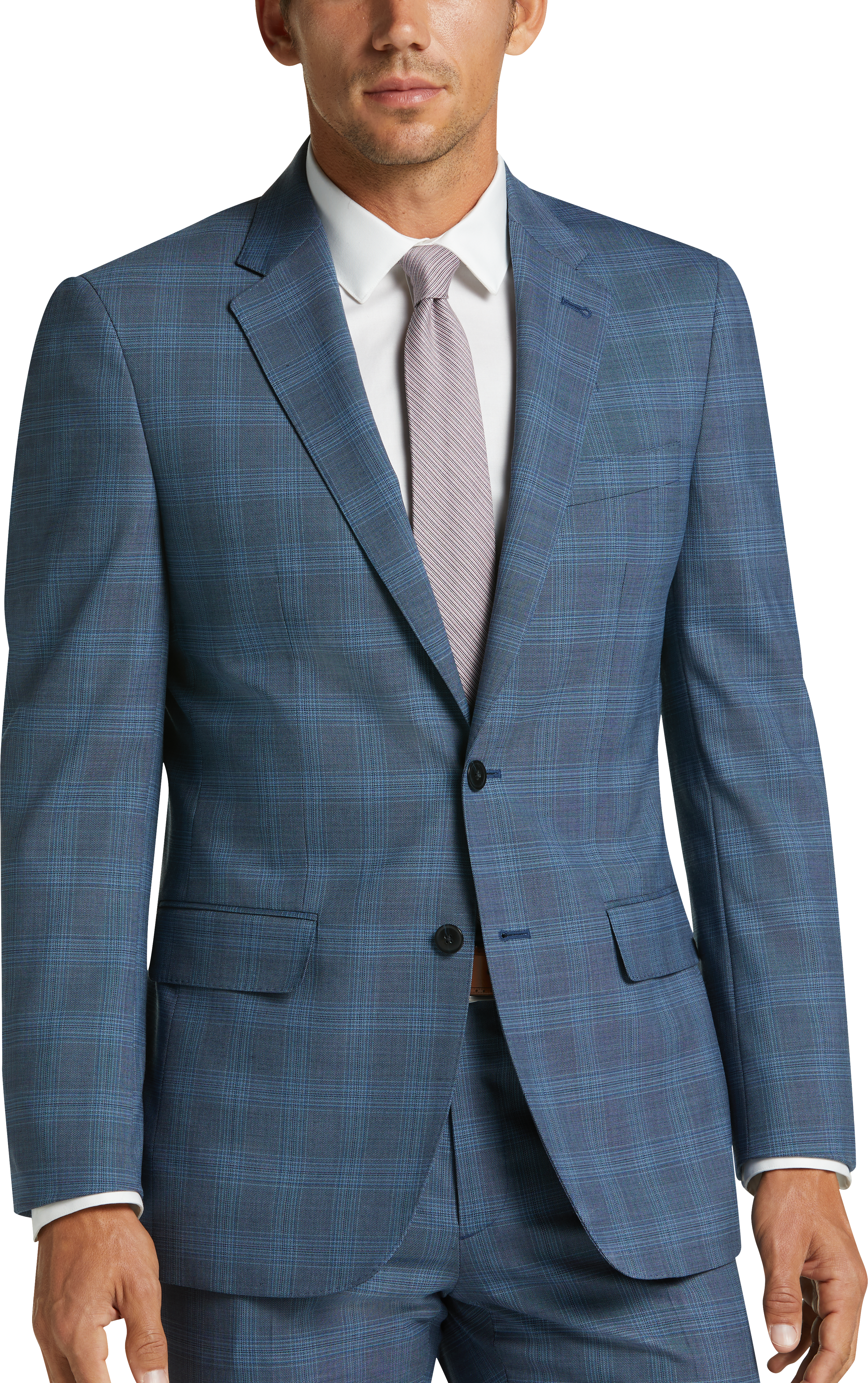JOE Joseph Abboud Blue Plaid Slim Fit Suit - Men's Suits | Men's Wearhouse