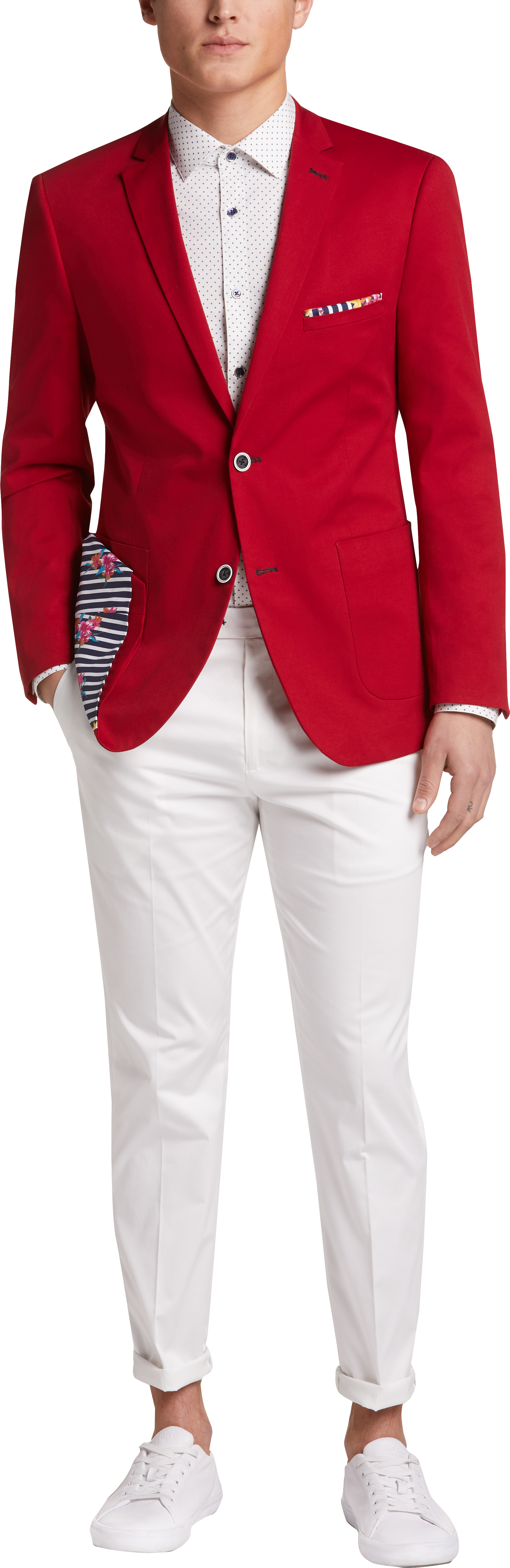 gray and red outfit