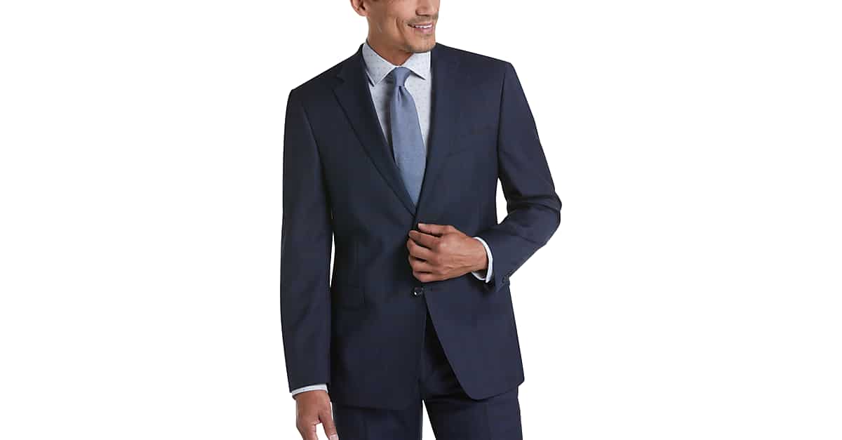 Tommy Hilfiger Blue & Black Plaid Slim Fit Suit - Men's Suits | Men's ...