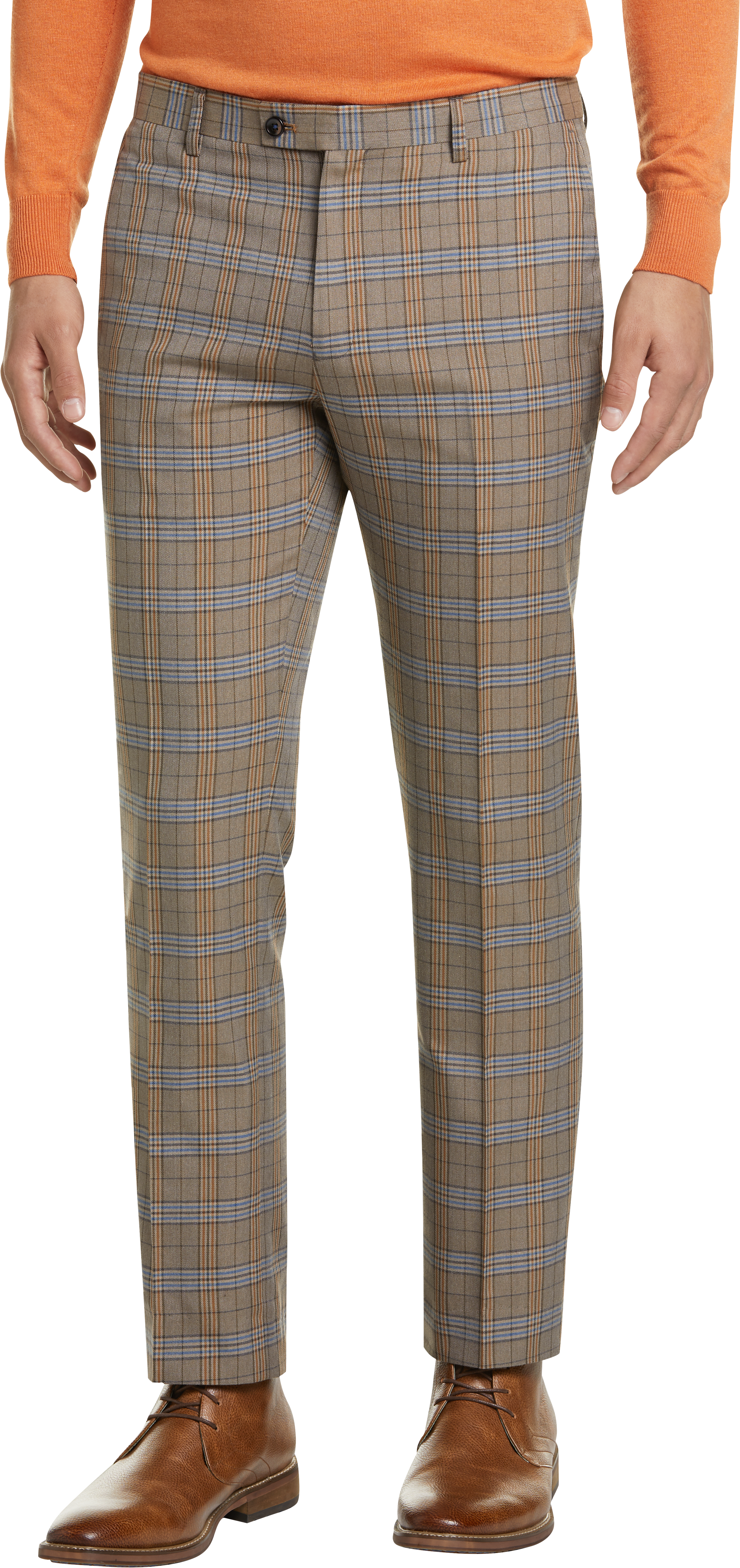 Paisley & Gray Slim Fit Suit Separates Pants, Tan & Blue Plaid - Men's ...