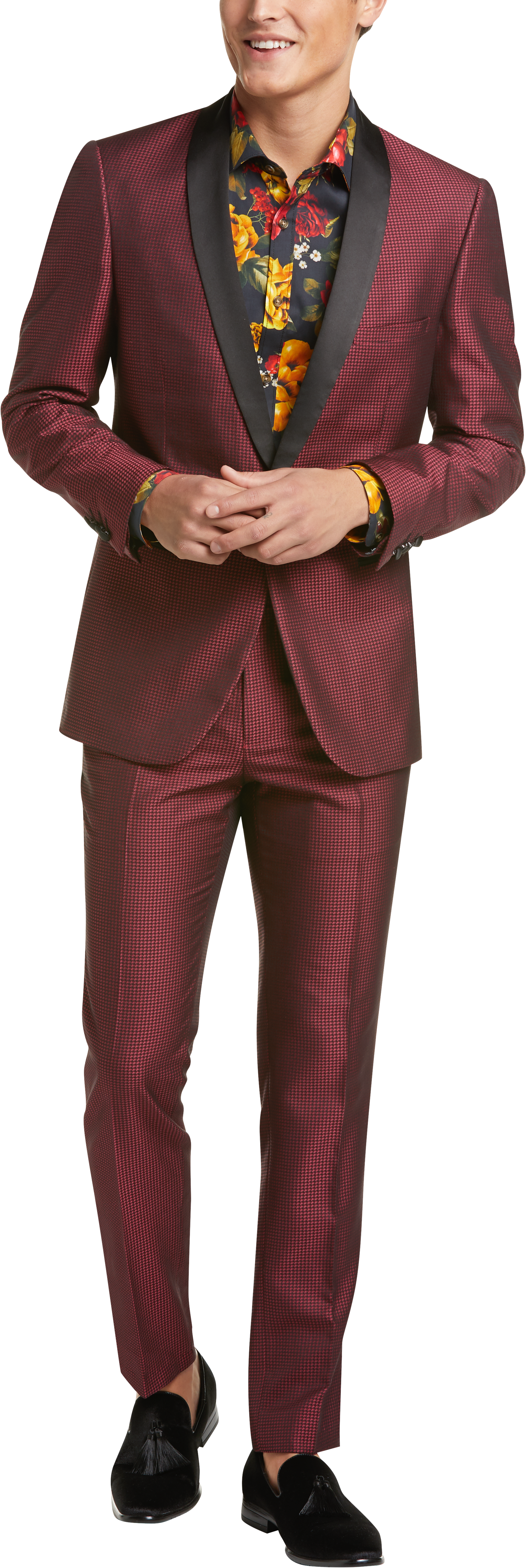 Paisley & Gray Slim Fit Suit Separates Coat, Red Houndstooth - Men's ...