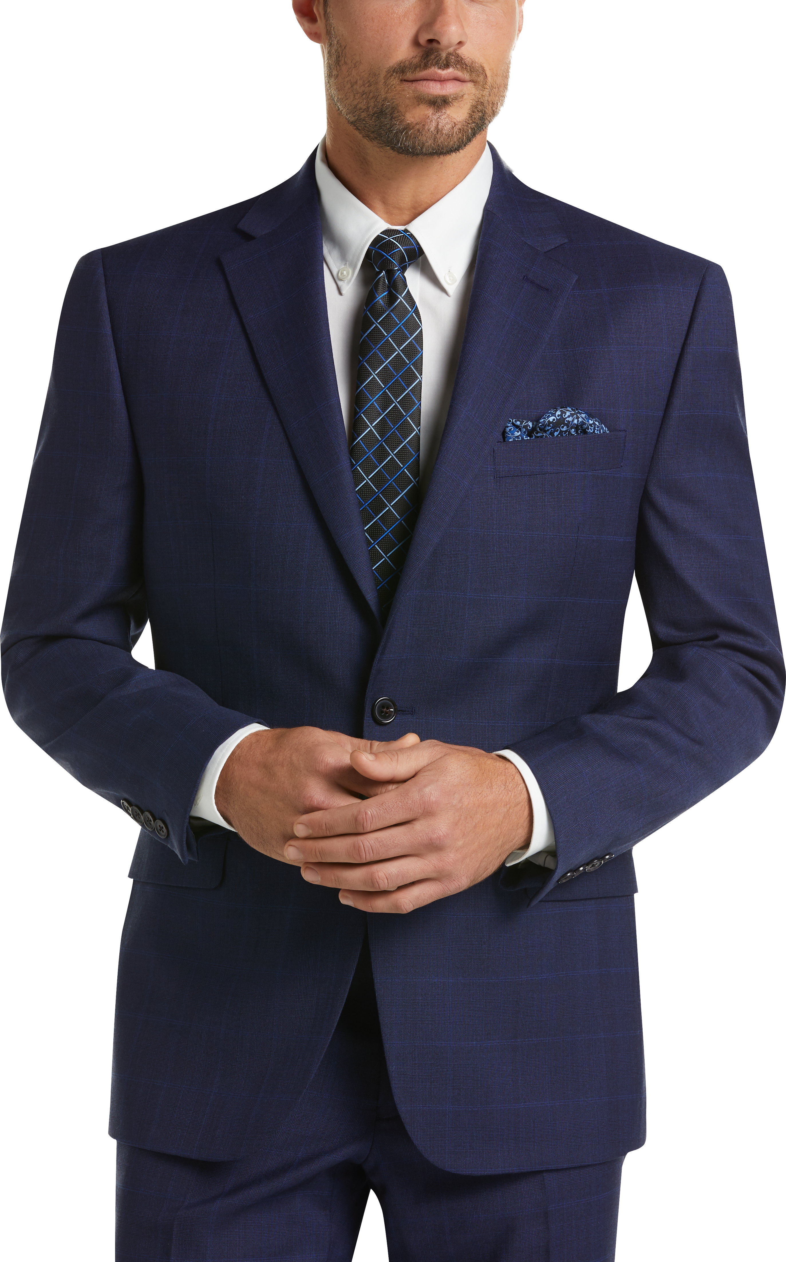 Lauren by Ralph Lauren Navy Plaid Classic Fit Suit - Men's Suits | Men ...