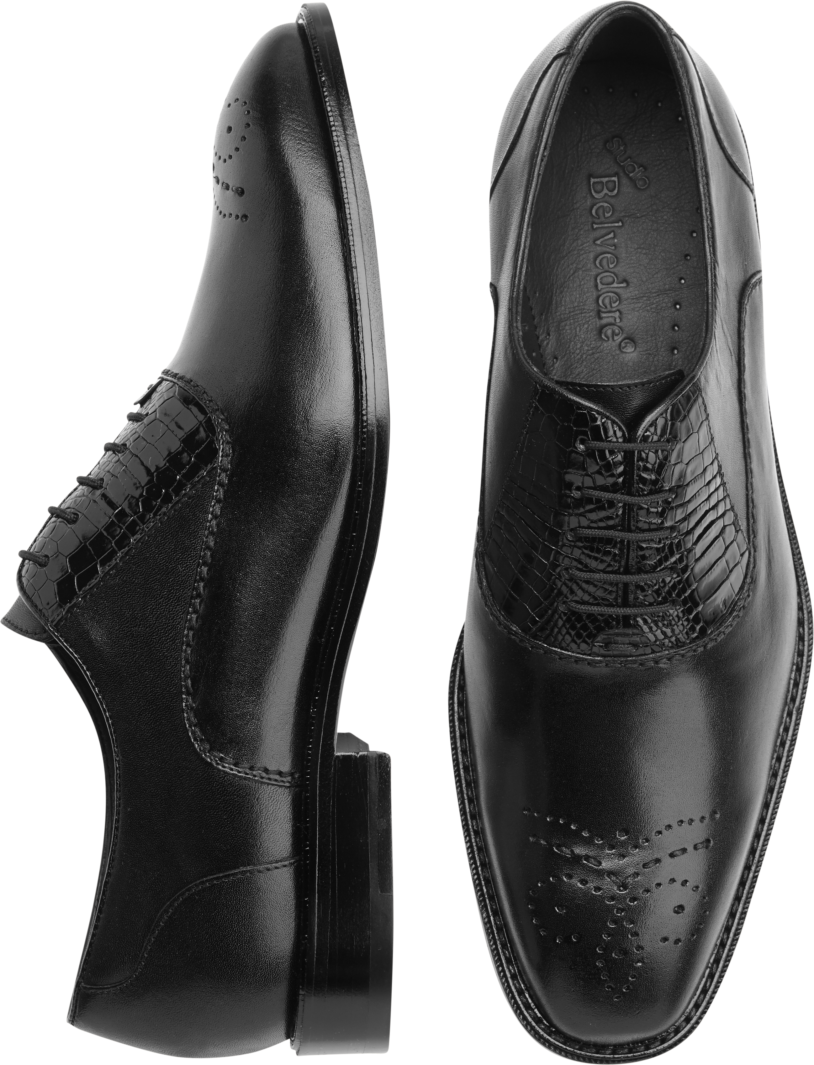 Belvedere Como Black Alligator Lace-Up Shoes - Men's Dress Shoes | Men ...