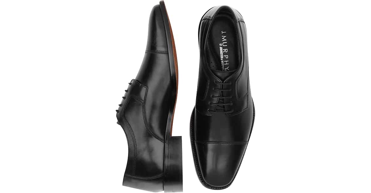 J. Murphy by Johnston & Murphy Novick Black Cap Toe Lace Up Shoes Men