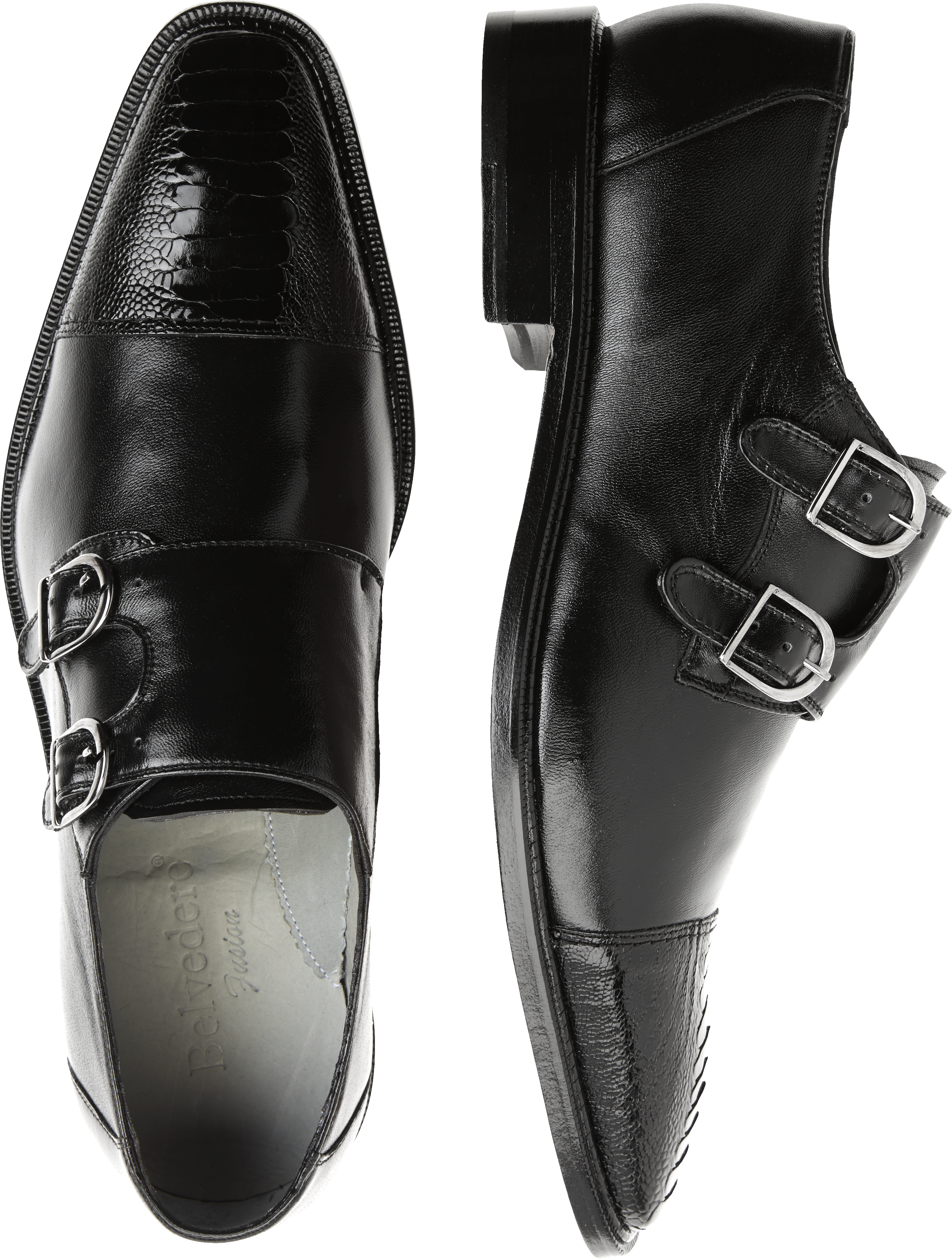 mens black double monk strap shoes
