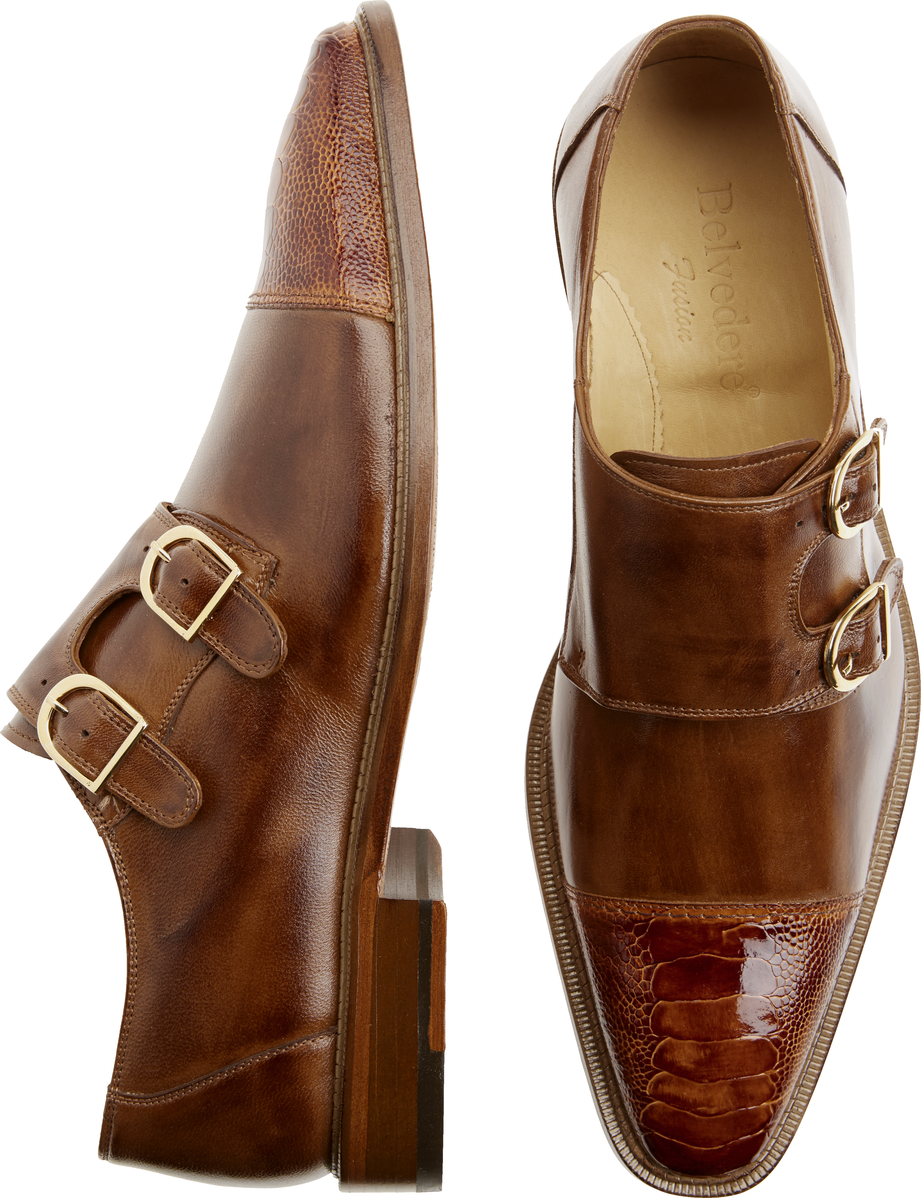 Belvedere Amico Tan Monk-Strap Shoes - Men's Dress Shoes | Men's Wearhouse