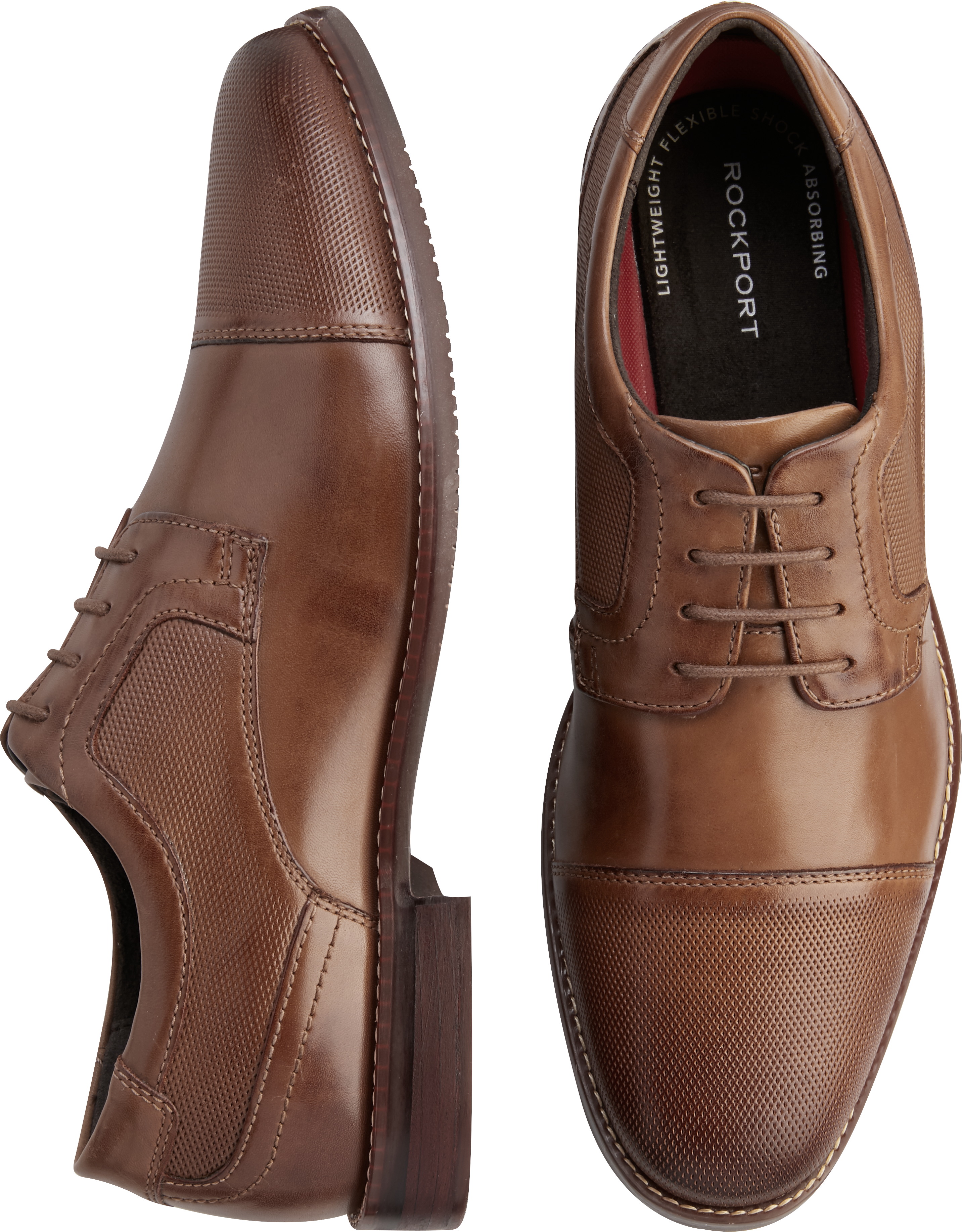  Rockport  Saxxen Cognac Cap Toe Derby Men s Dress  Shoes  