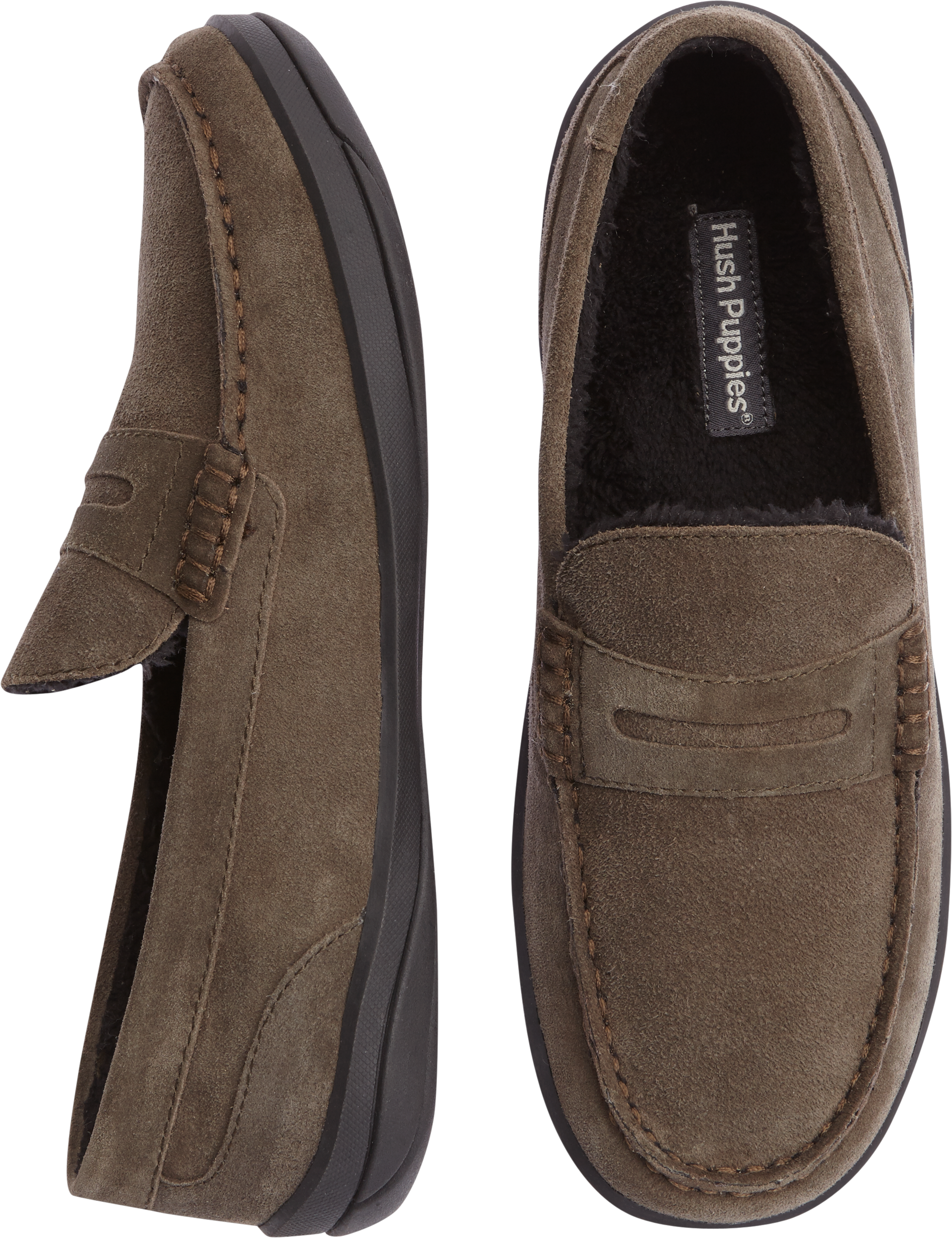 Hush Puppies Taupe Suede Penny Loafer Slippers - Men's | Men's Wearhouse