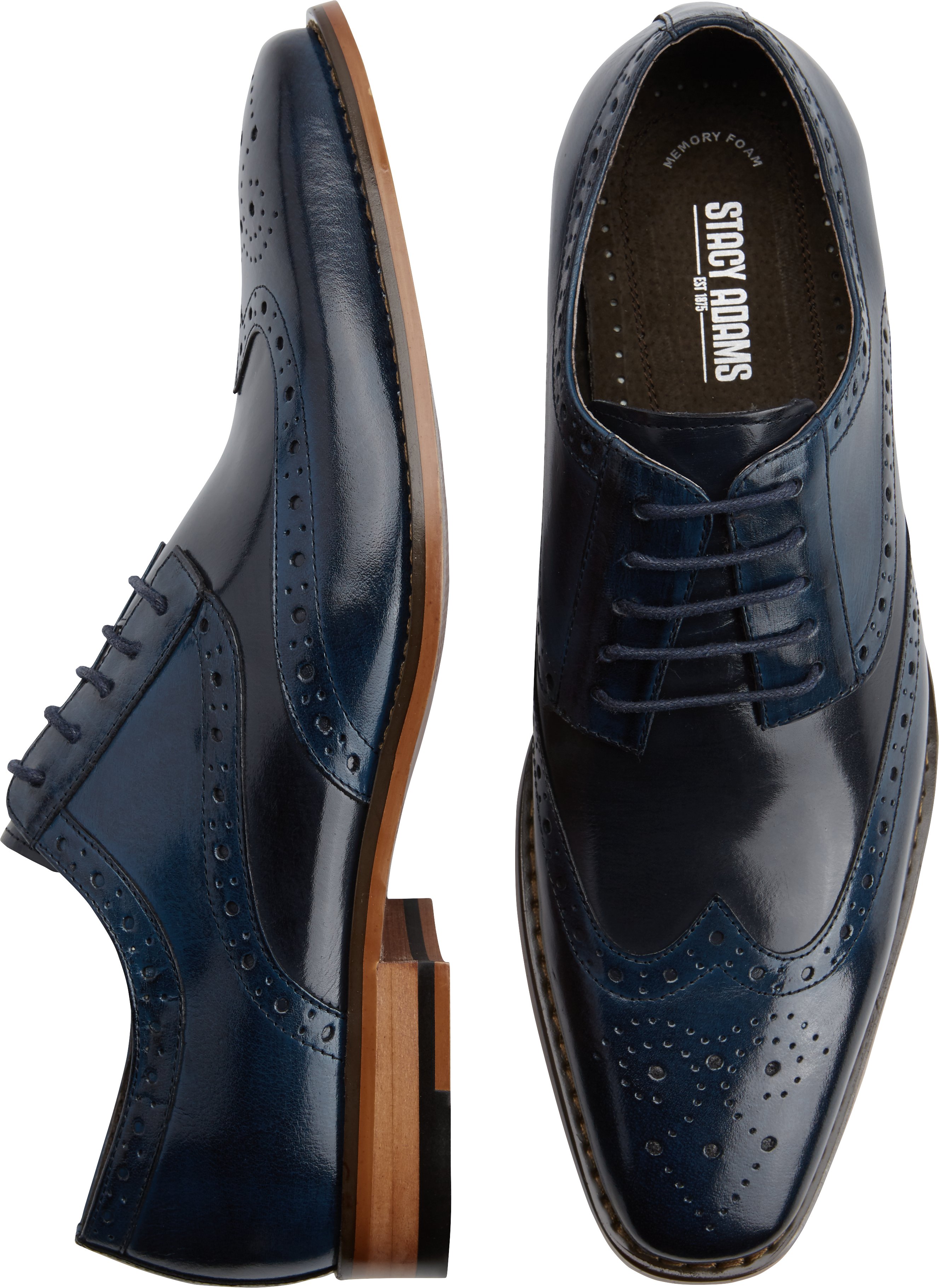 Stacy Adams Tinsley Navy Wingtip Oxfords - Men's Dress Shoes | Men's ...