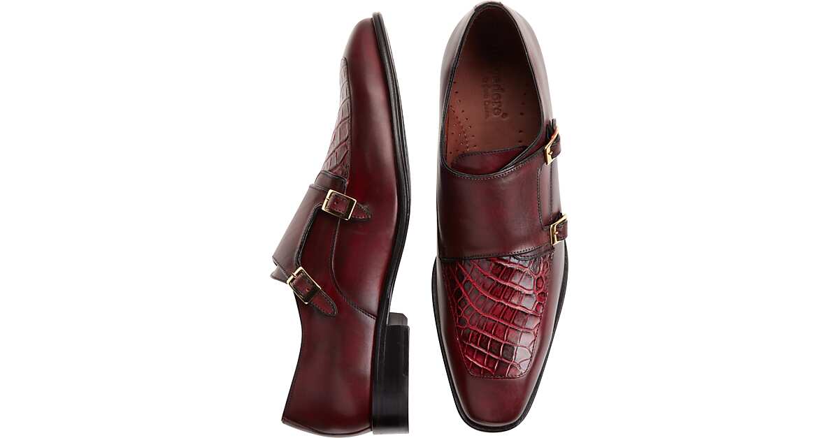 burgundy double monk strap