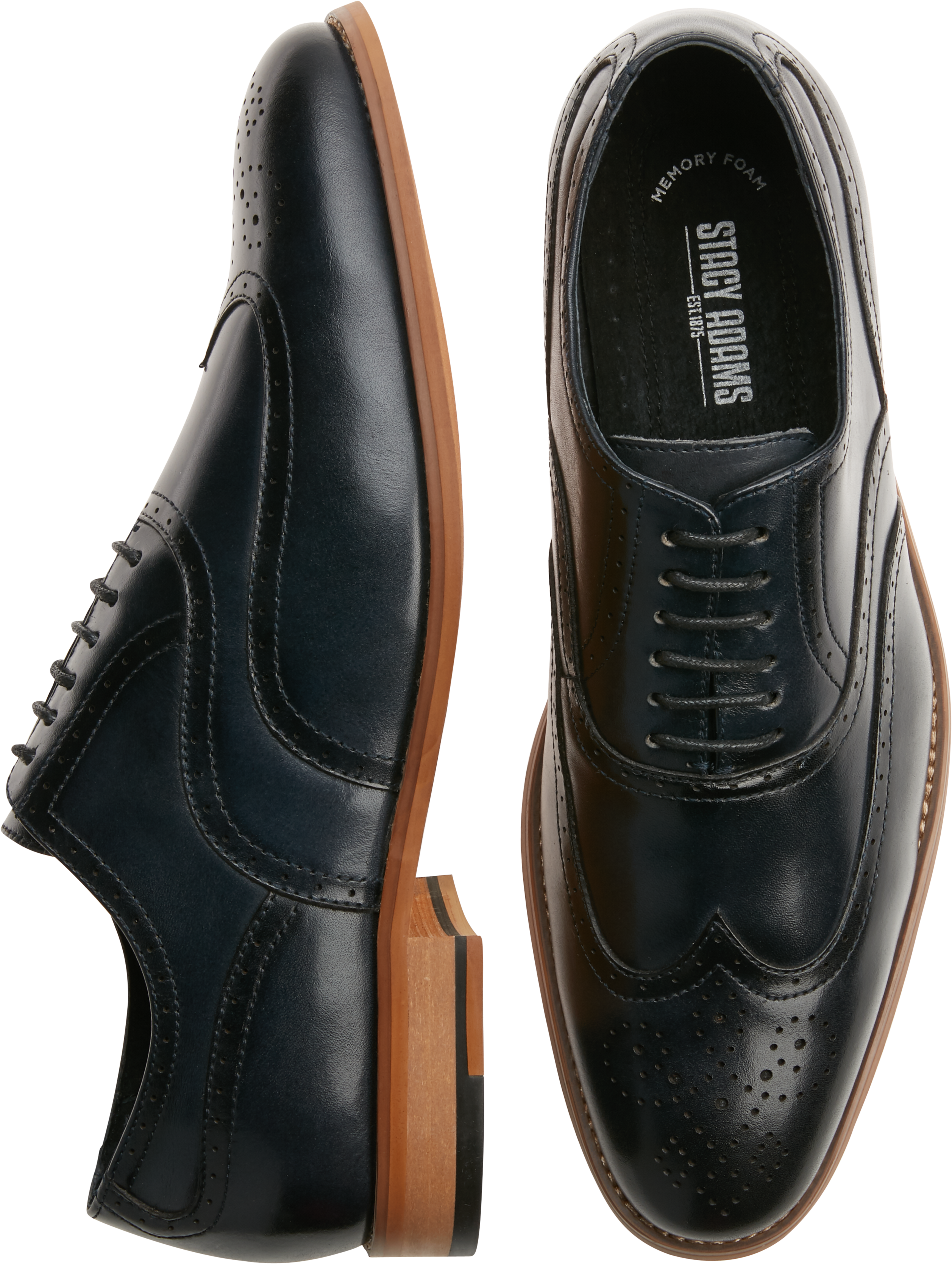Stacy Adams Dunbar Navy Wingtip Oxfords - Men's Shoes | Men's Wearhouse