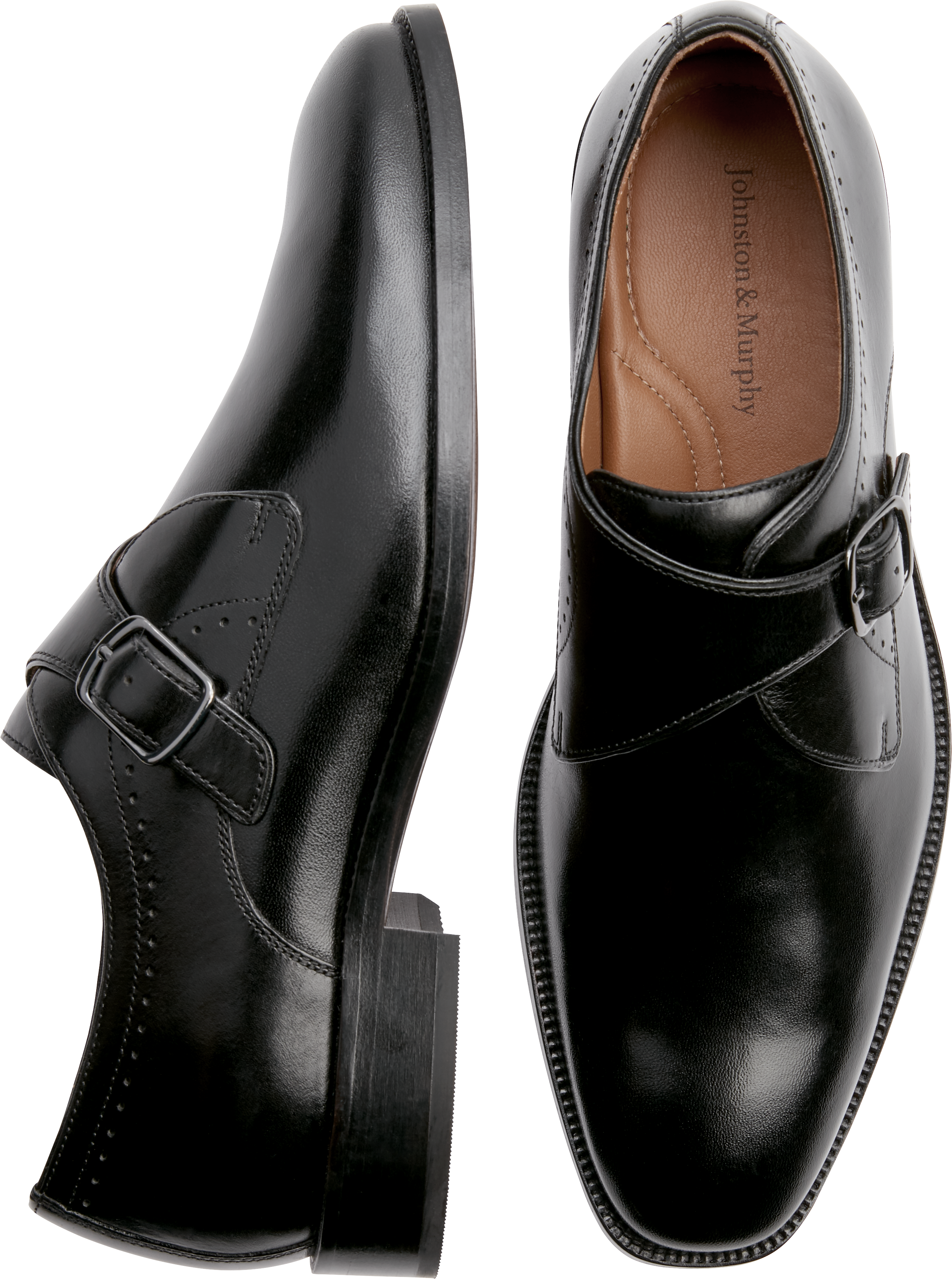 Johnston & Murphy Sanborn Black Monk Strap - Men's Shoes | Men's Wearhouse