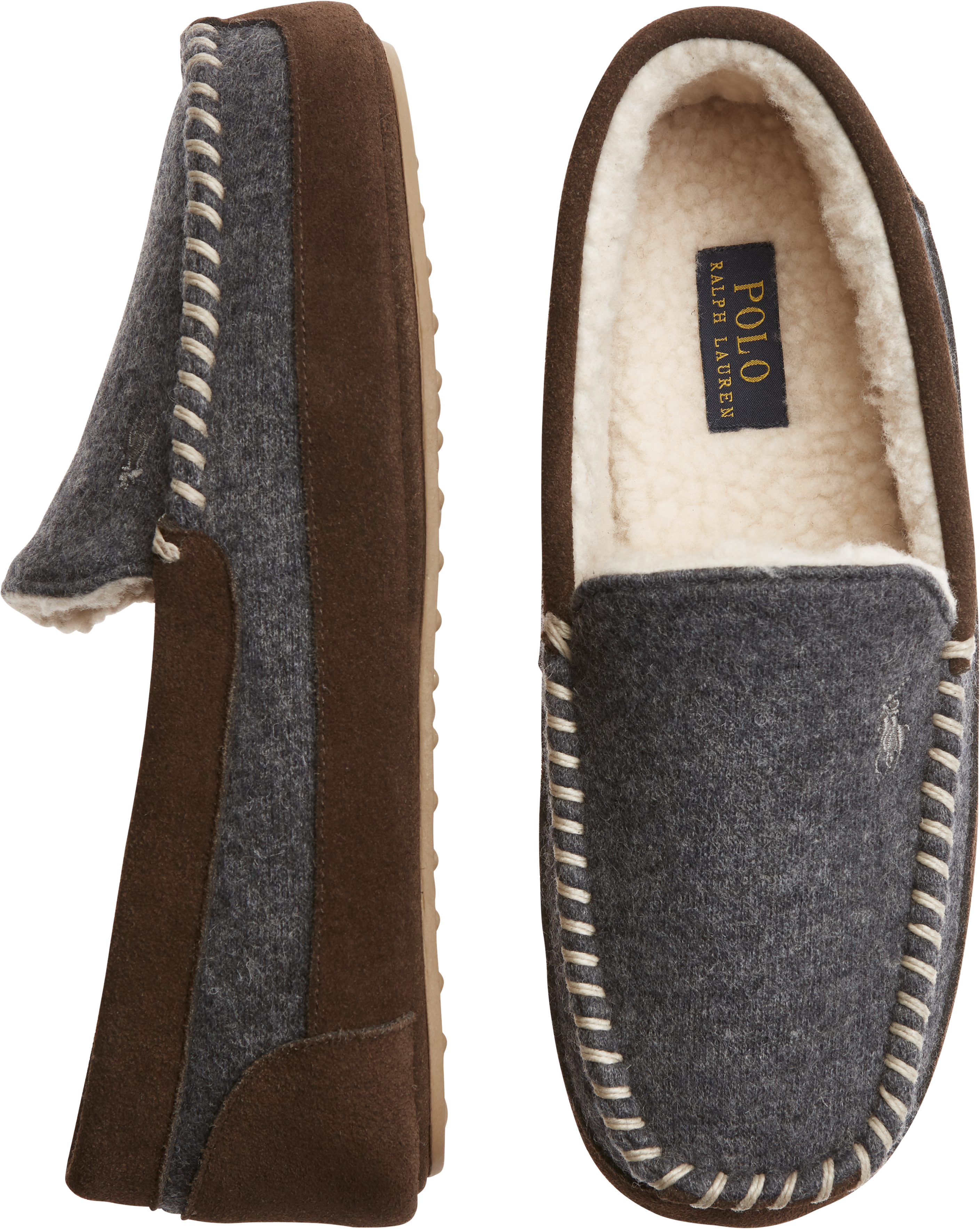 Polo Ralph Lauren Cali Gray Moc-Toe Slippers - Men's HDN | Men's Wearhouse