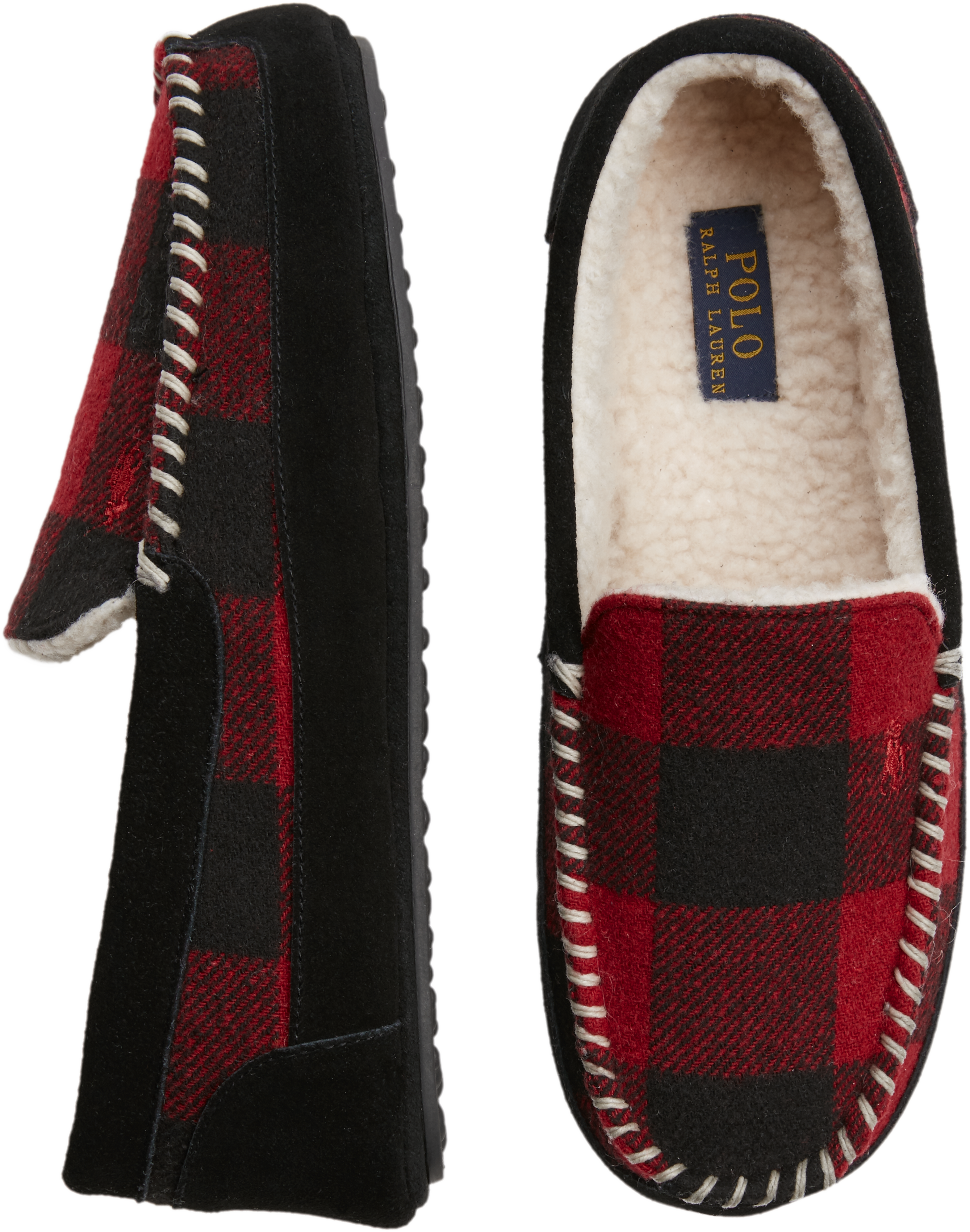 Polo Ralph Lauren Cali Red Plaid Moc Toe Slippers