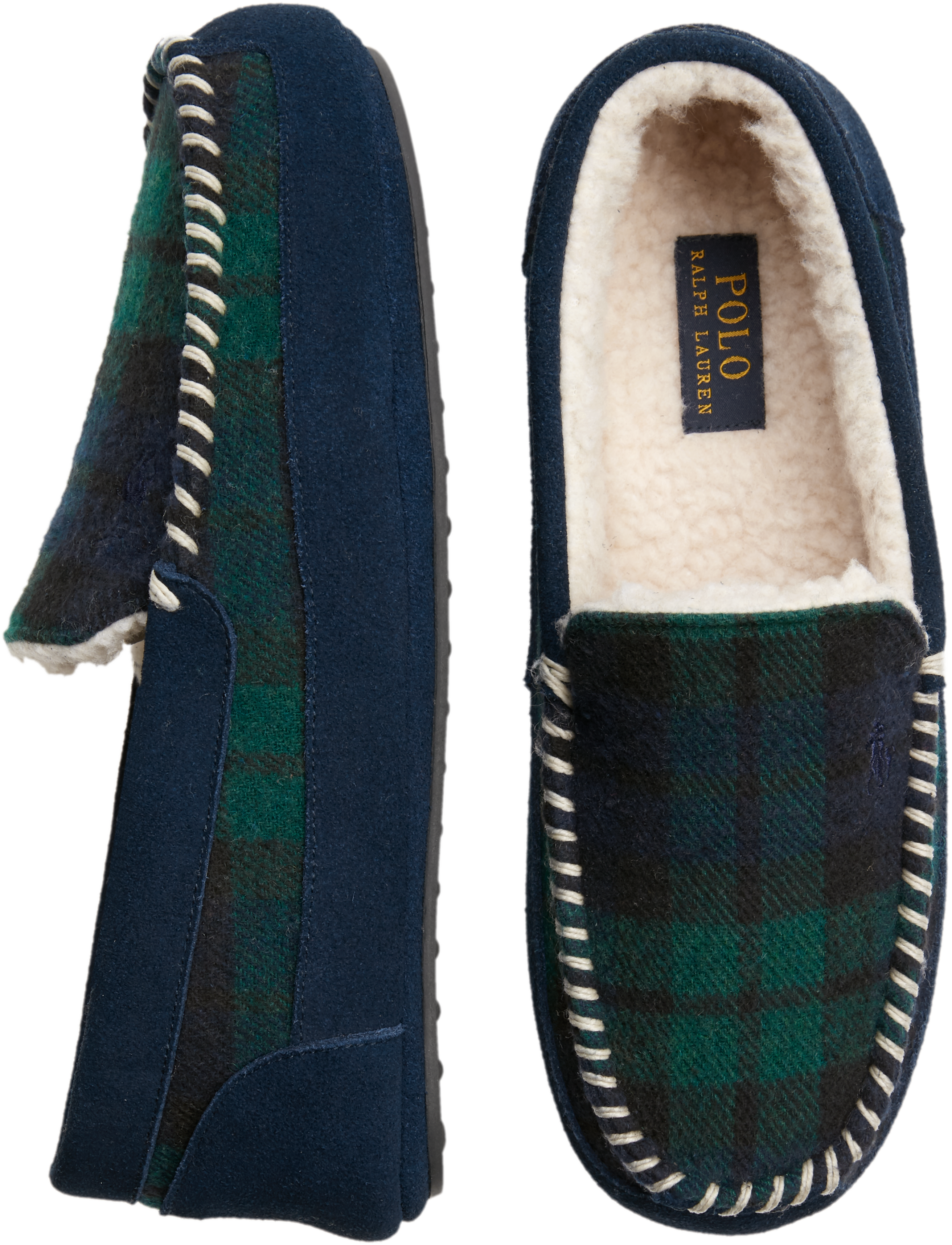  Polo  Ralph  Lauren Cali Green Plaid Moc Toe Slippers  Men 