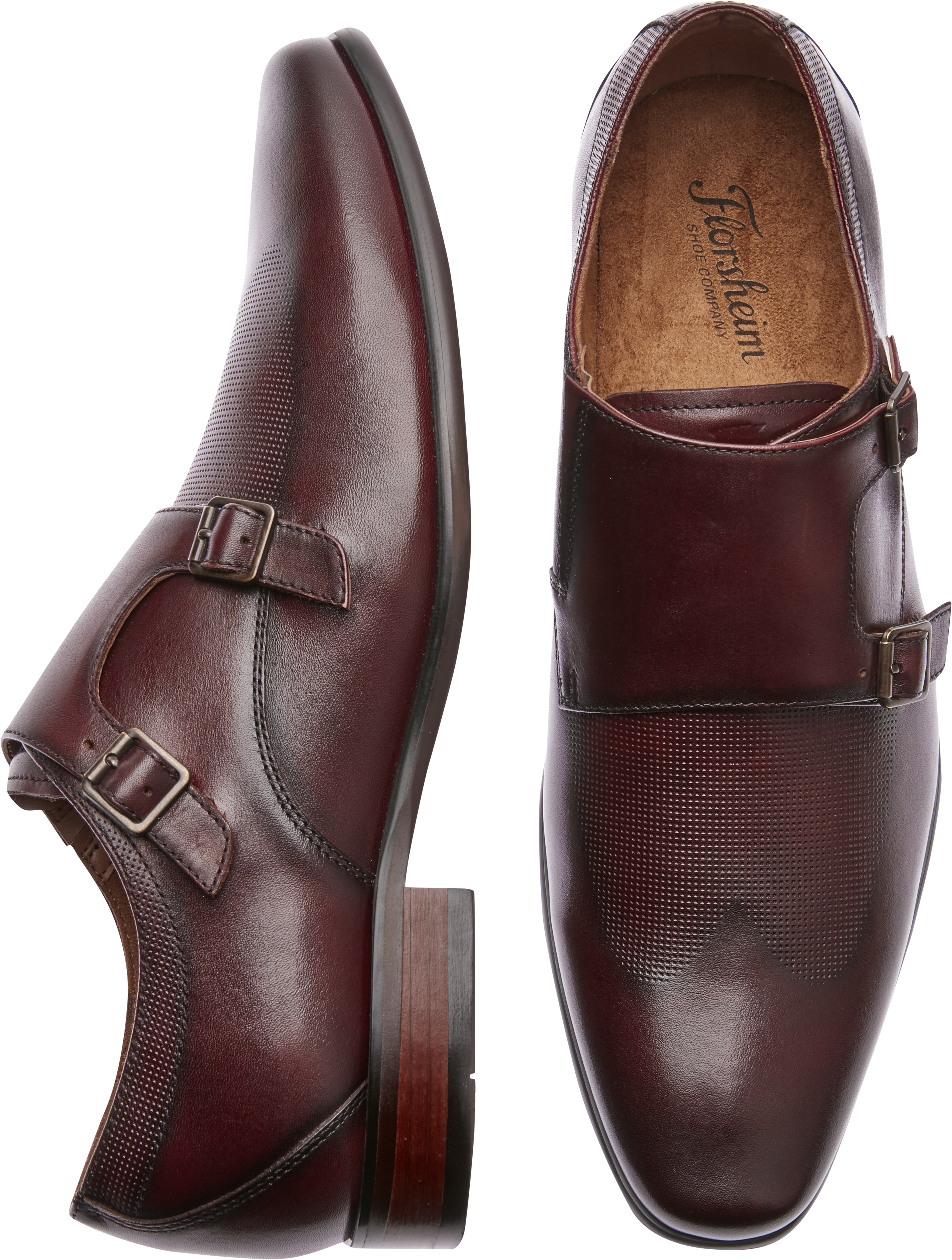burgundy double monk strap