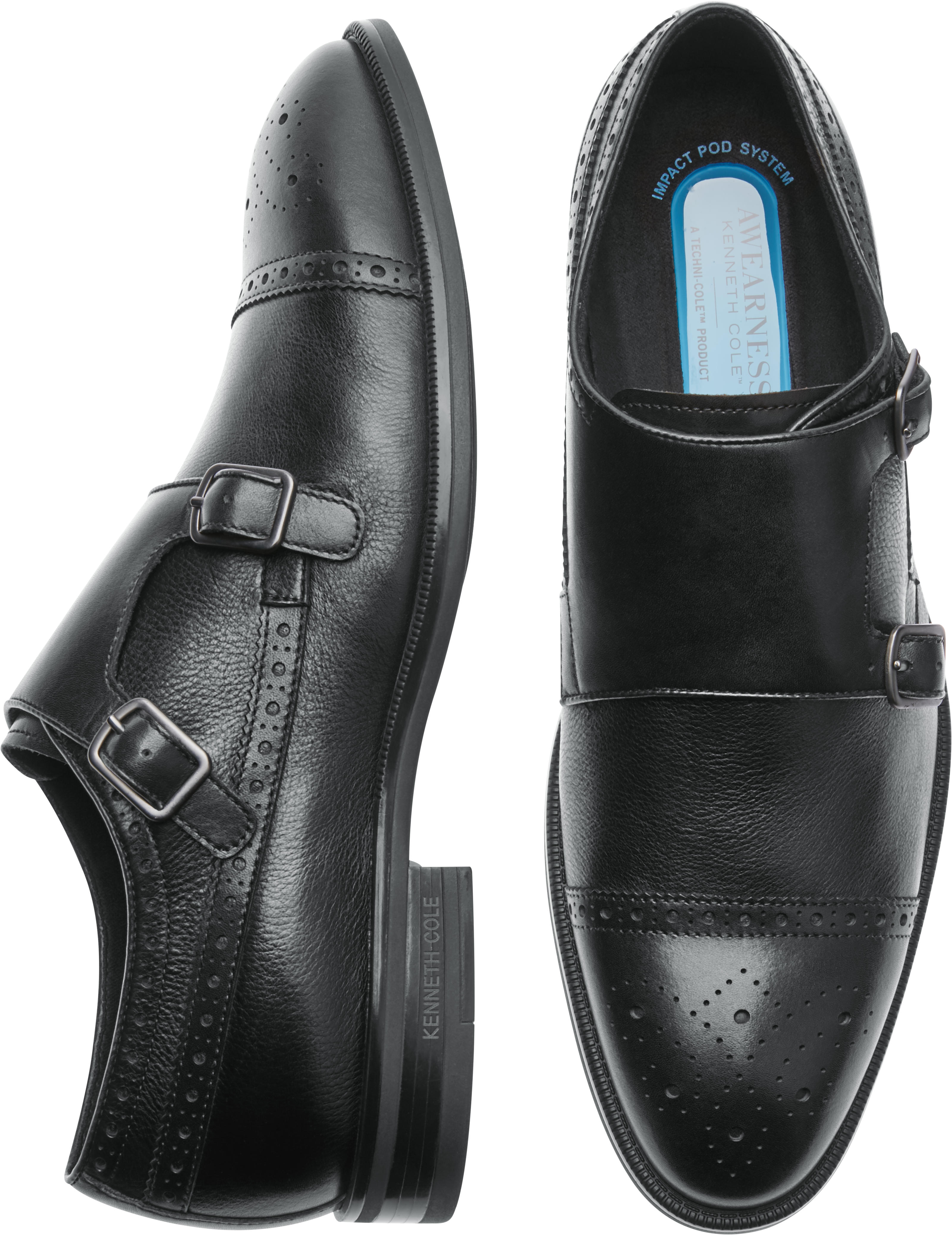 mens black double monk strap shoes