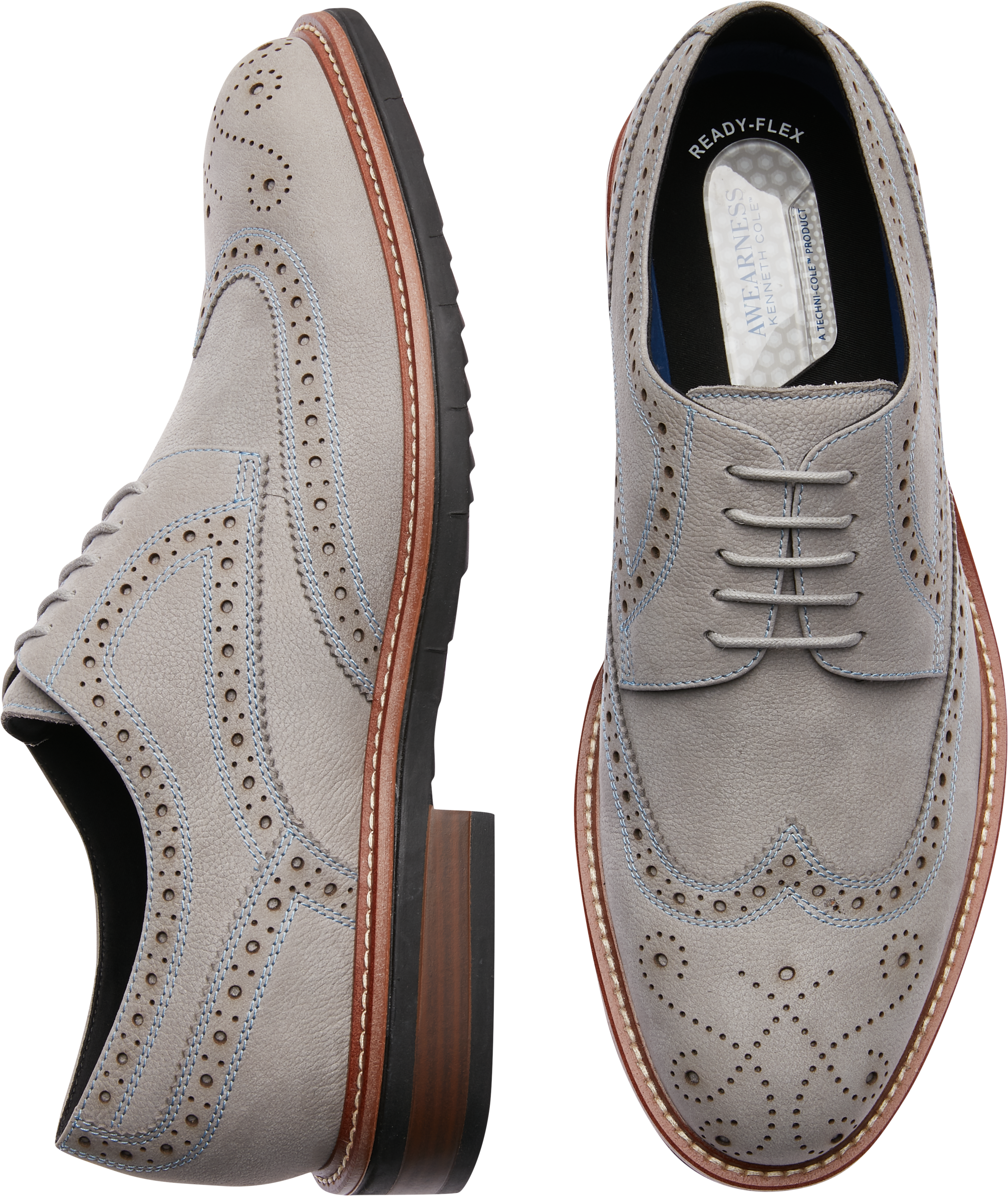 Awearness Kenneth Cole Awear Tech Kite Flex Gray Wingtip Derbys