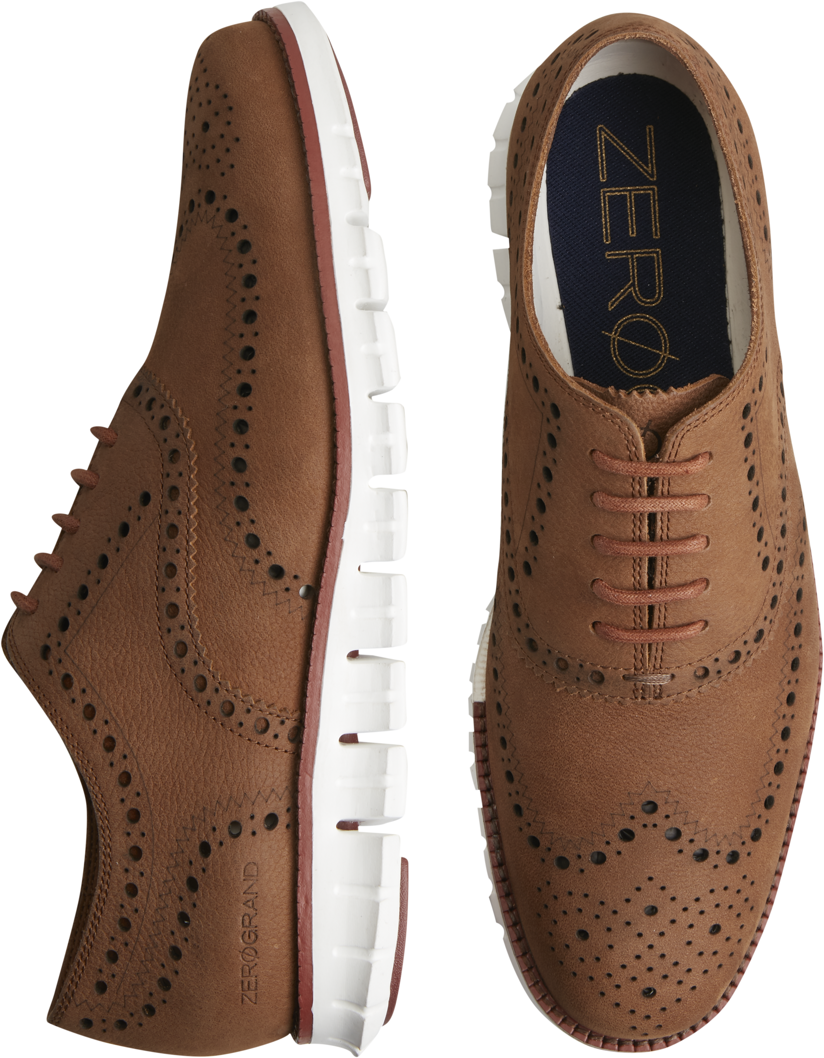 cole haan zerogrand tan wingtip oxford nubuck lace up