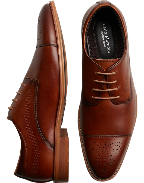 Carlo Morandi Eastman Cognac Medallion Cap Toe Derbys - Men's Shoes ...