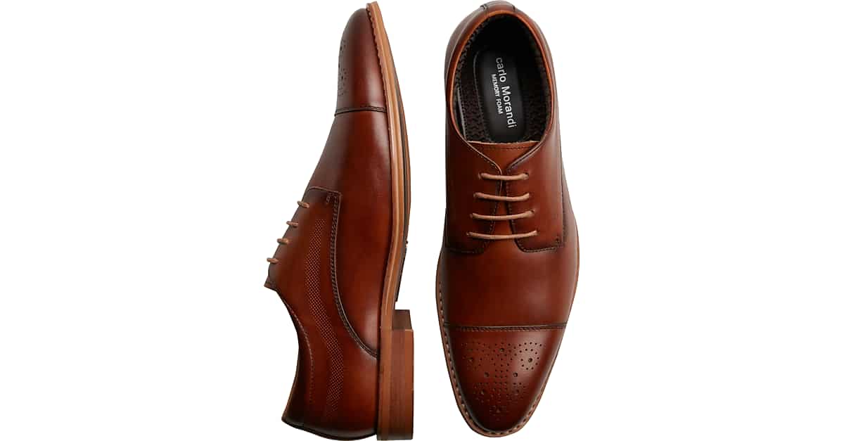 carlo morandi cognac plain toe derby