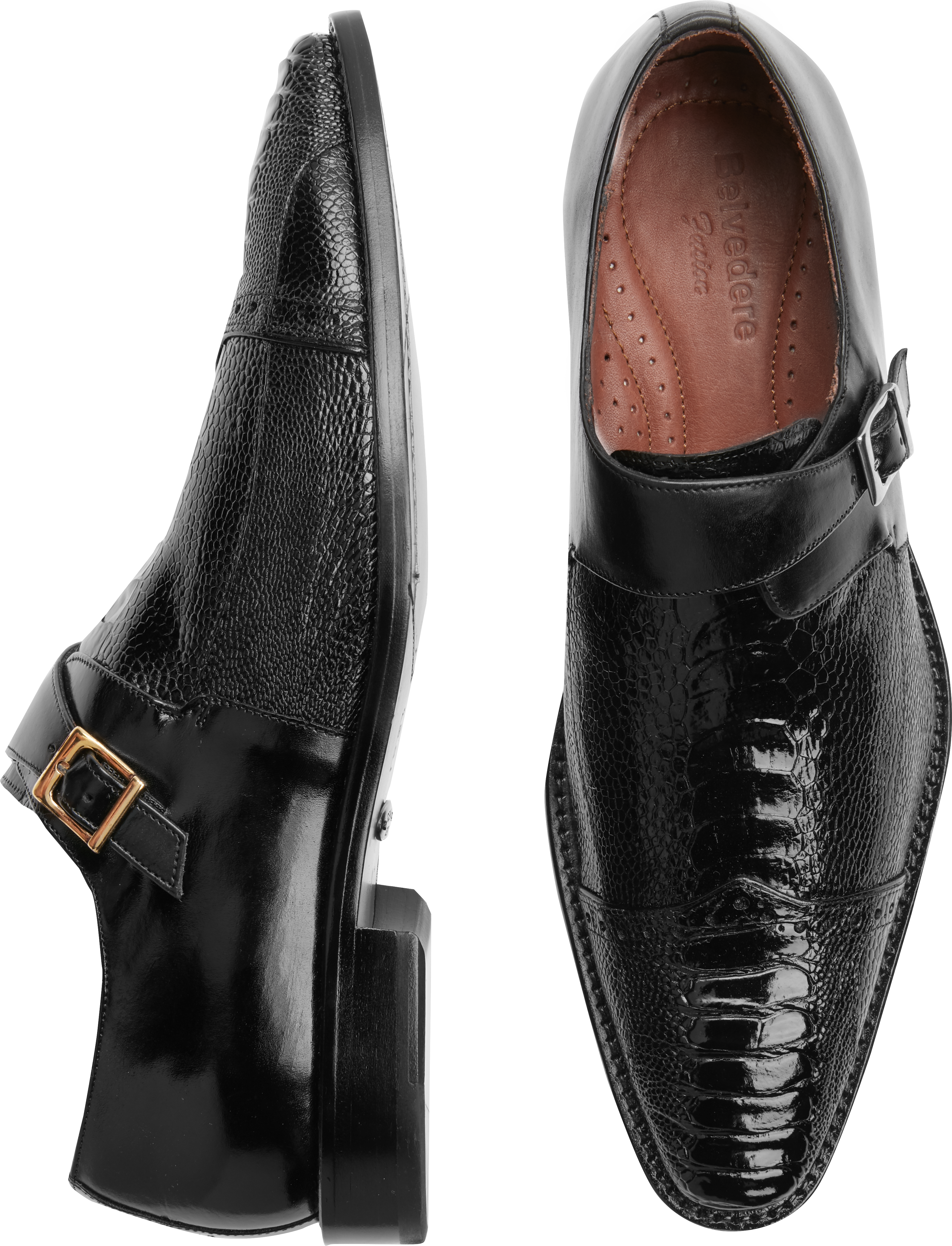 Belvedere Salinas Black Monk Strap Dress Shoes - Men's Shoes | Men's ...