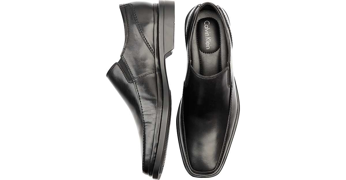 Black Plain Toe Slip-On Shoes - Men's Dress Shoes - Calvin Klein | Men's Wearhouse
