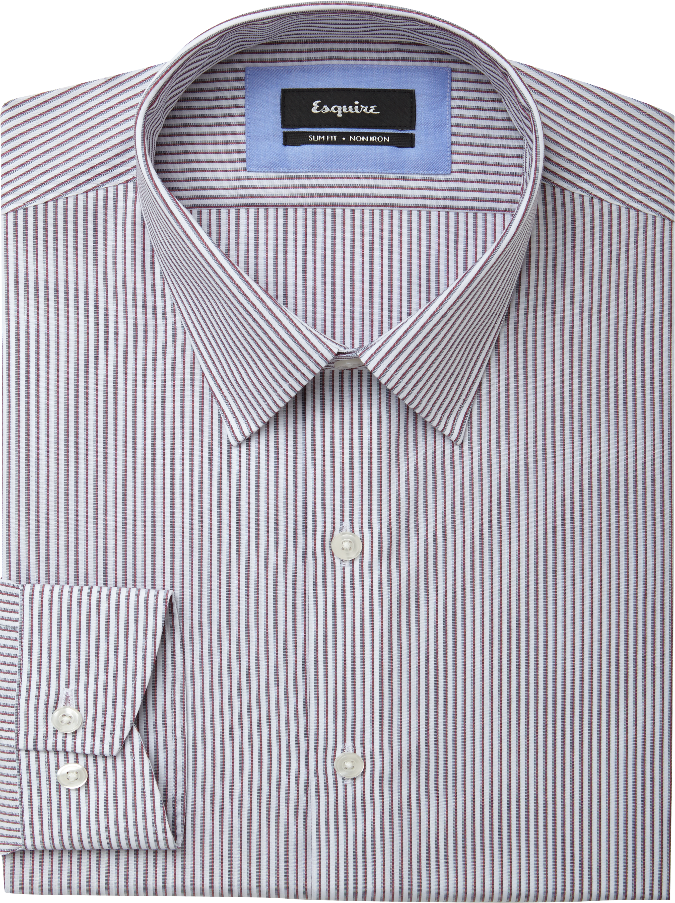 Esquire Burgundy Stripe Slim Fit Non-Iron Dress Shirt - Men's Shirts ...