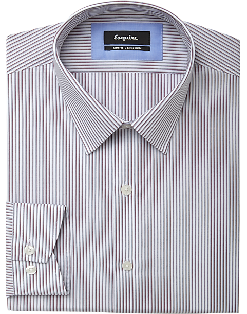 Esquire Burgundy Stripe Slim Fit Non-Iron Dress Shirt - Men's Shirts ...