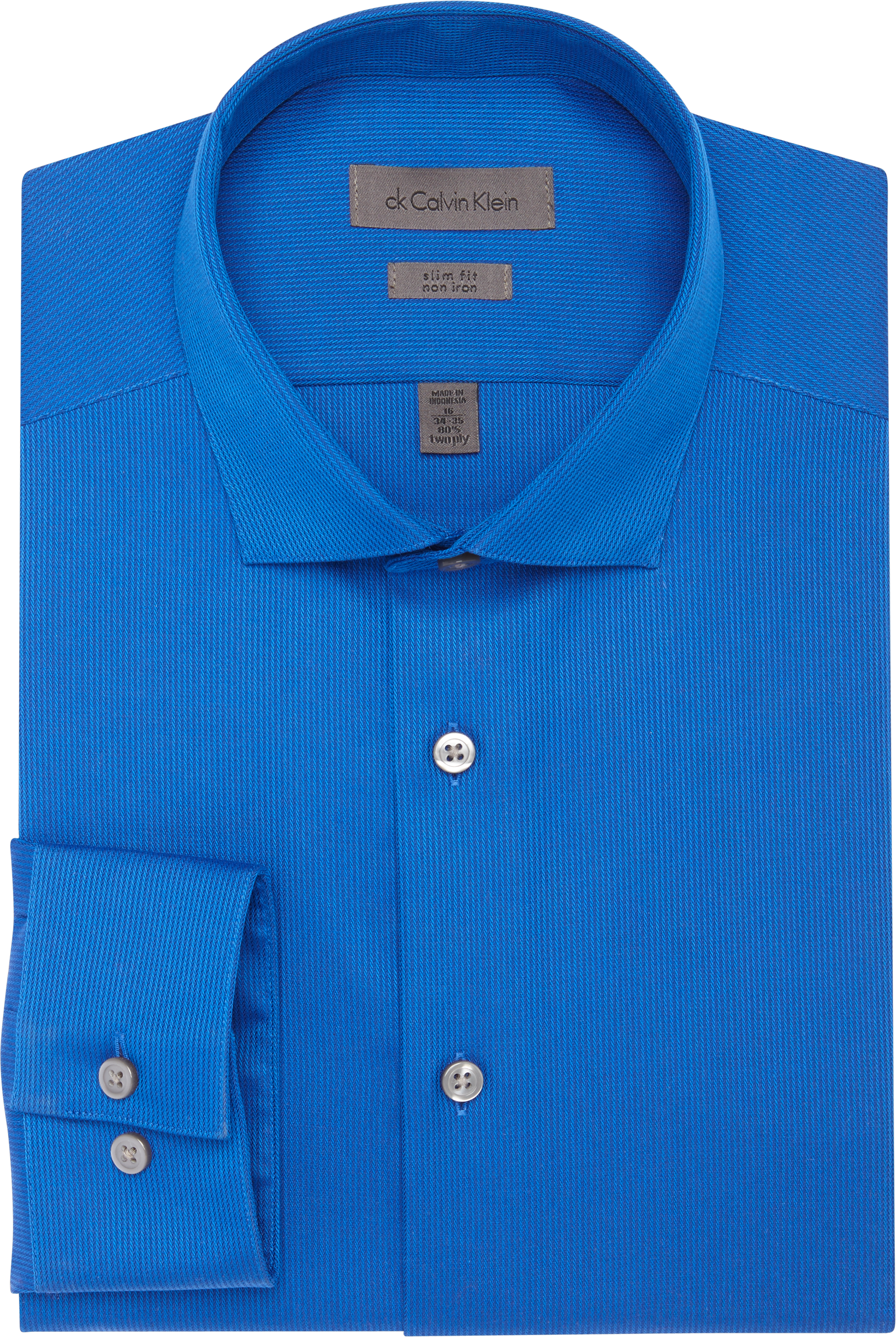 Calvin Klein Cobalt Blue Slim Fit Non-Iron Dress Shirt - Men's Slim Fit ...
