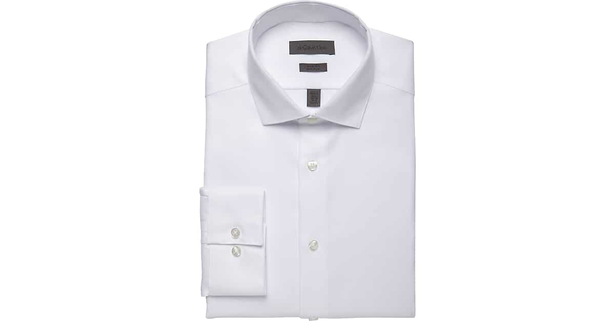 Calvin Klein White Corded Slim Fit NonIron Dress Shirt Men's Slim