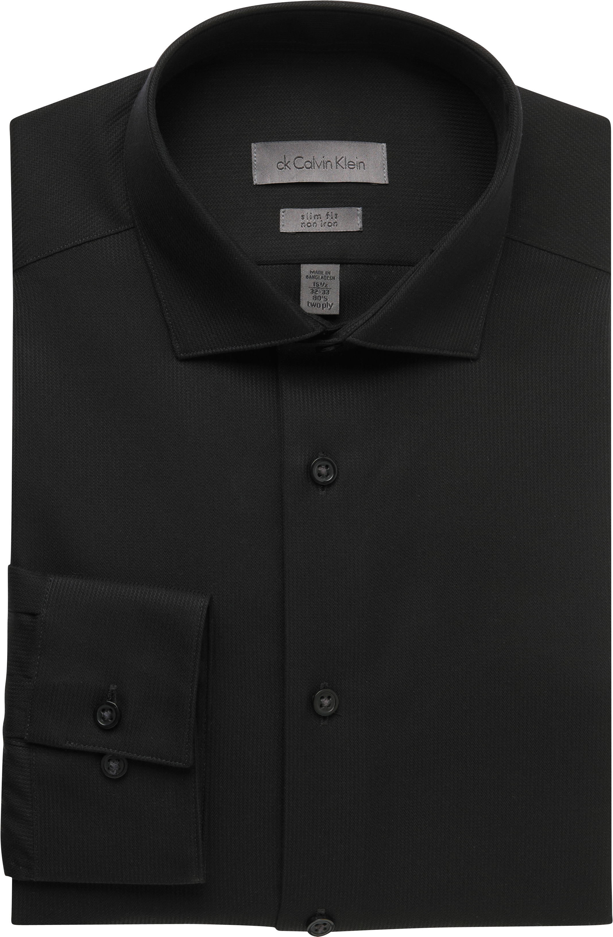 Calvin Klein Black Slim Fit Non-Iron Dress Shirt - Men's Slim Fit | Men ...