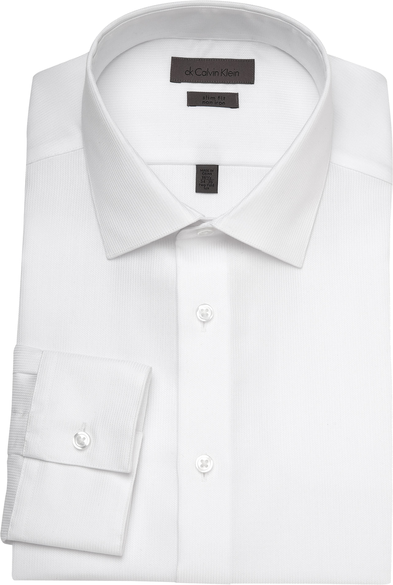 Calvin Klein White Corded Slim Fit Non-Iron Dress Shirt - Slim Fit ...