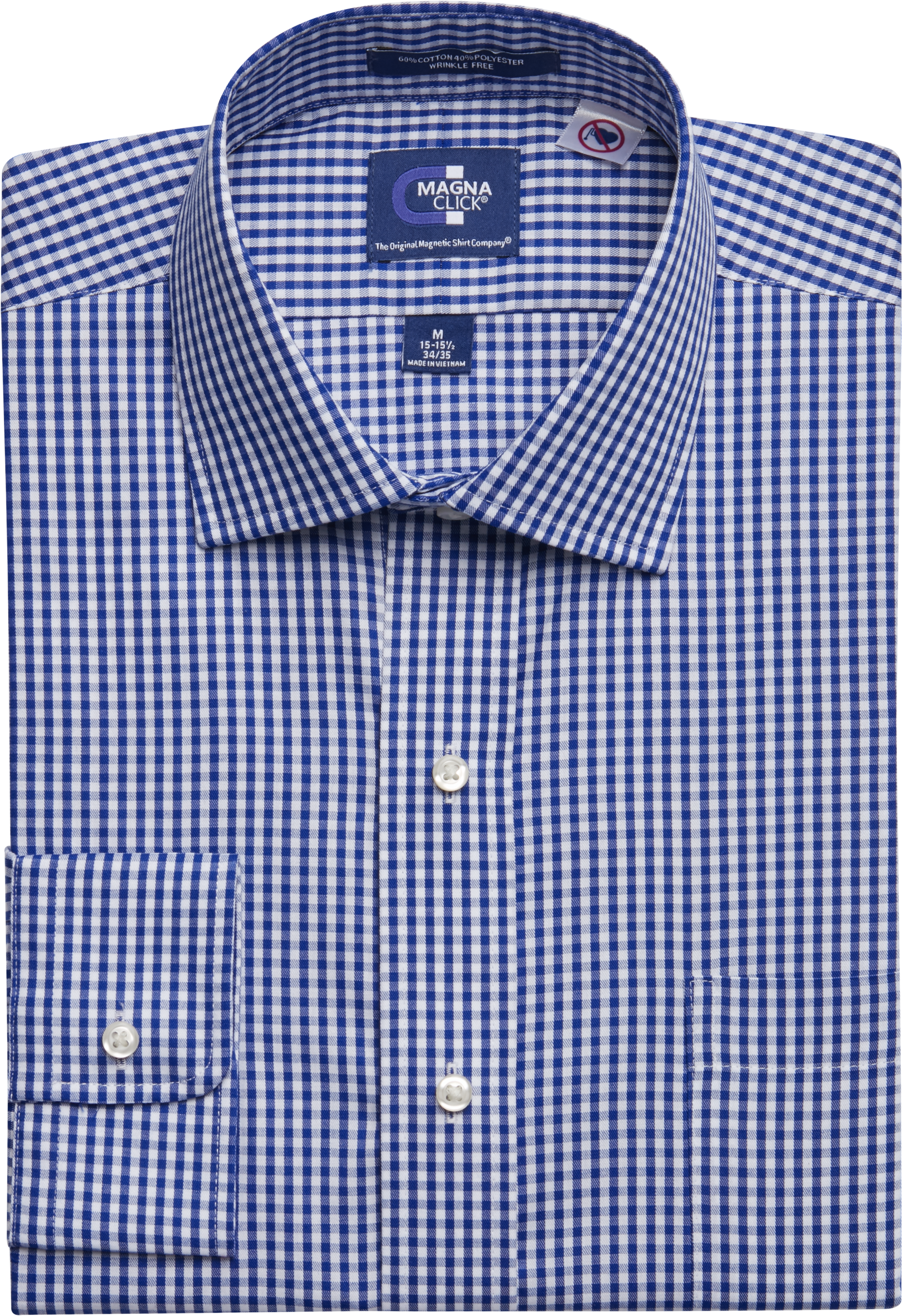 MagnaClick® Navy Gingham Classic Fit Dress Shirt - Men's Shirts | Men's ...