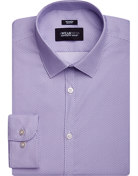 Awearness Kenneth Cole Purple Diamond Slim Fit Dress Shirt - Men's ...