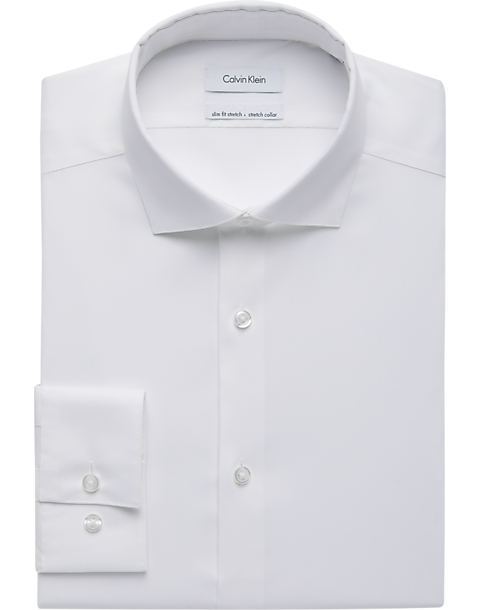 Calvin Klein White Infinite Collar Slim Fit Dress Shirt - Men's Slim ...