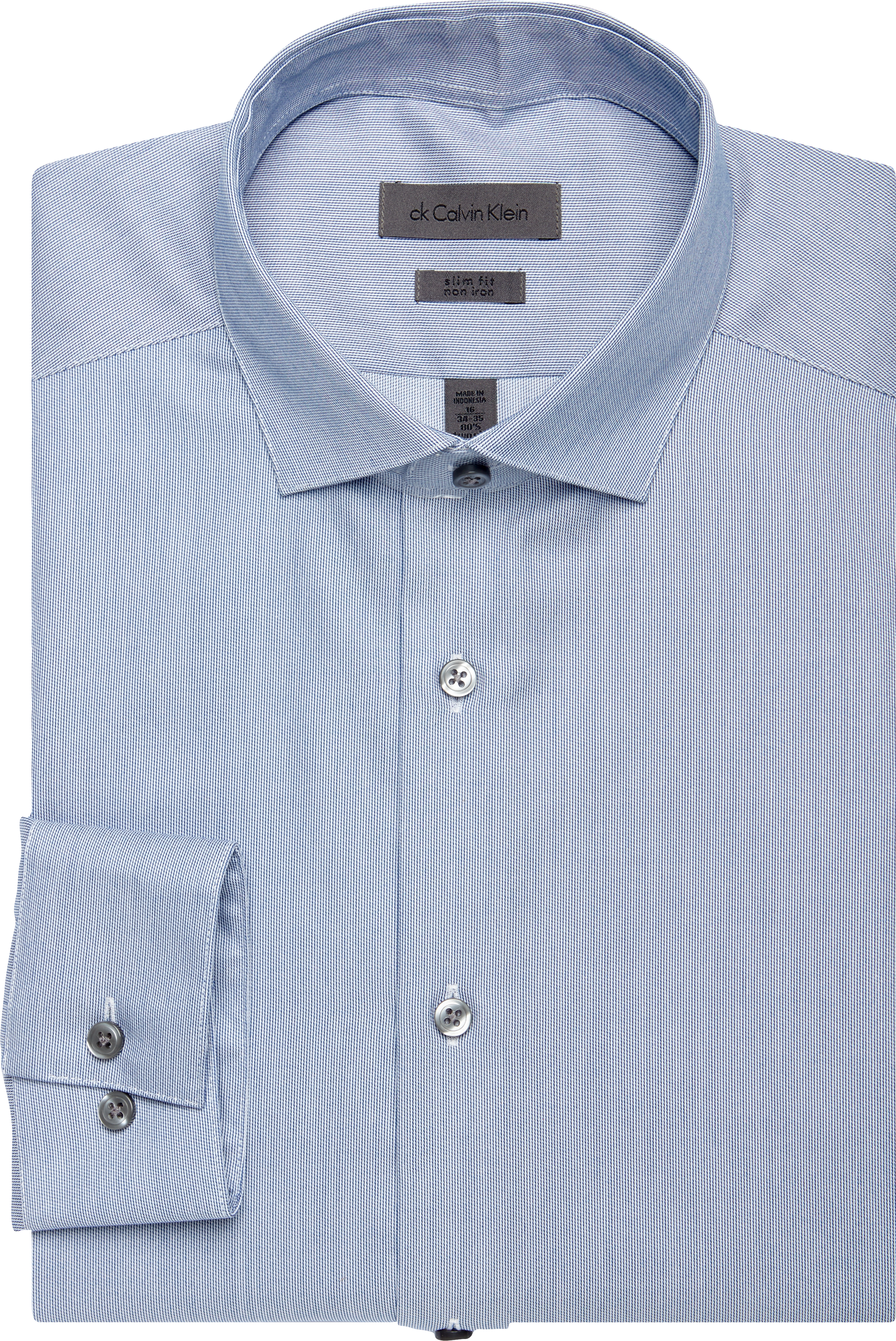 Calvin Klein Blue Textured Slim Fit Dress Shirt - Men's Shirts | Men's ...