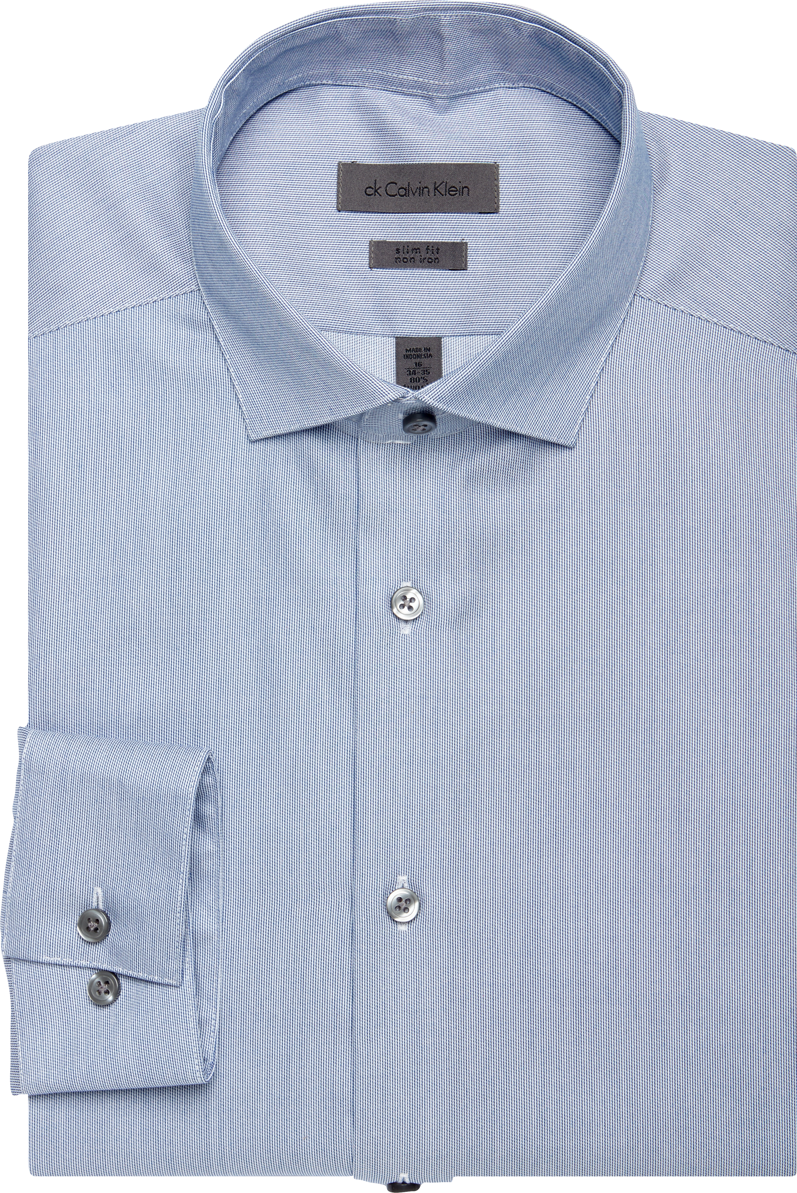 Calvin Klein Blue Textured Slim Fit Dress Shirt - Men's Shirts | Men's Wearhouse