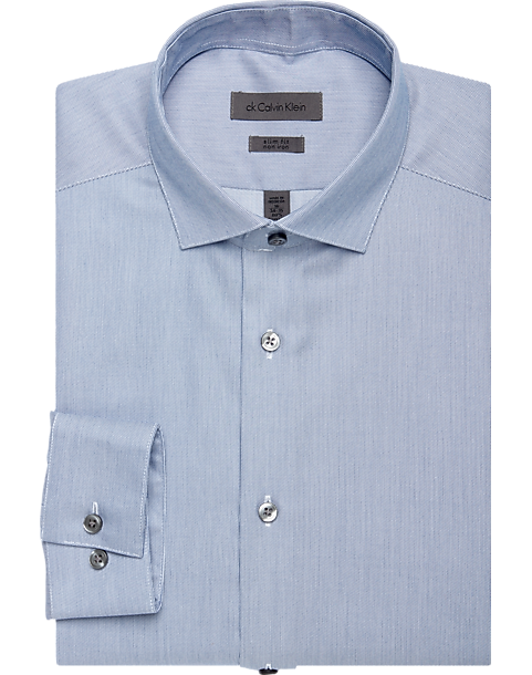Calvin Klein Blue Textured Slim Fit Dress Shirt - Men's Shirts | Men's