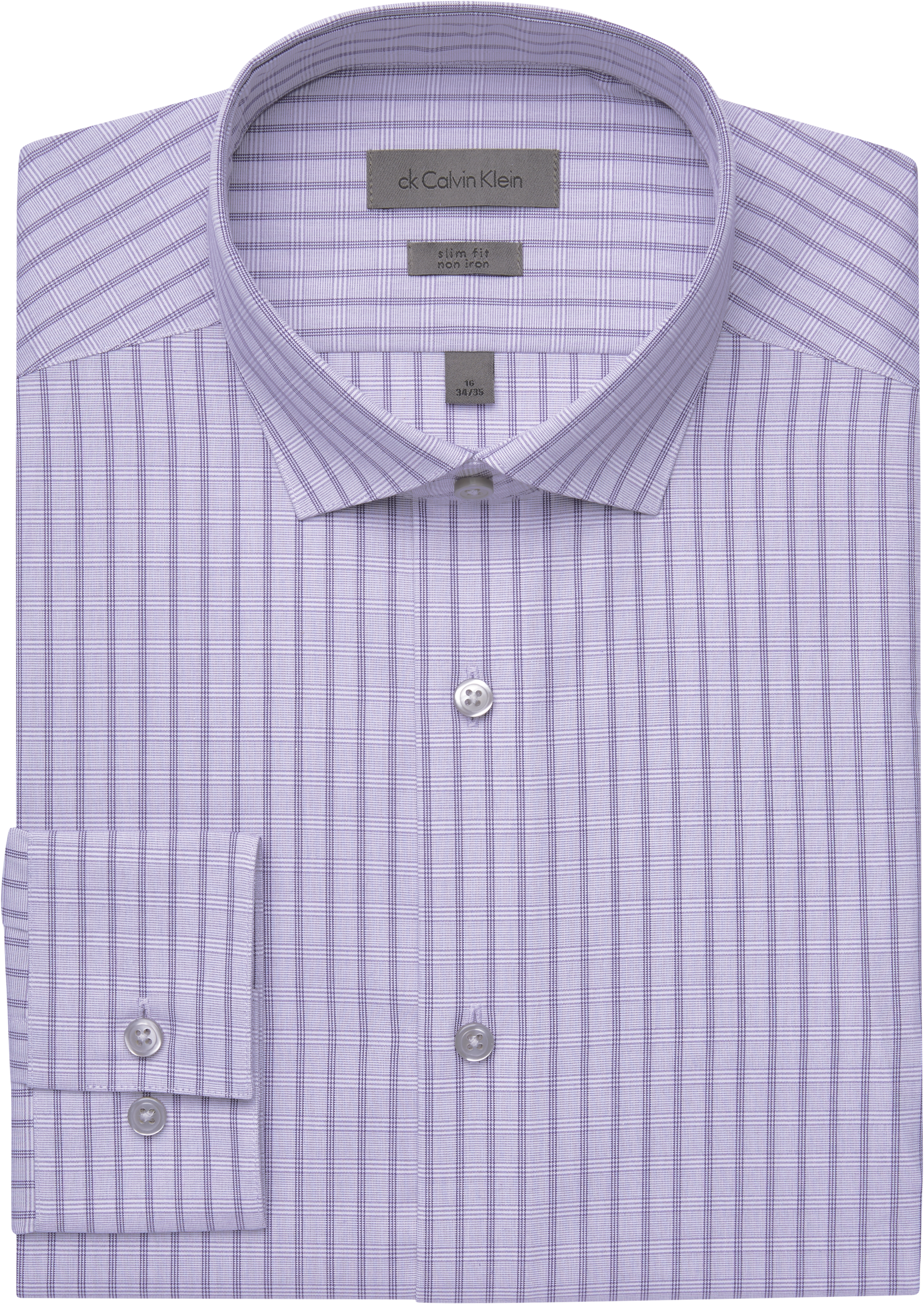 Calvin Klein Lavender Check Slim Fit Dress Shirt - Men's Shirts | Men's ...