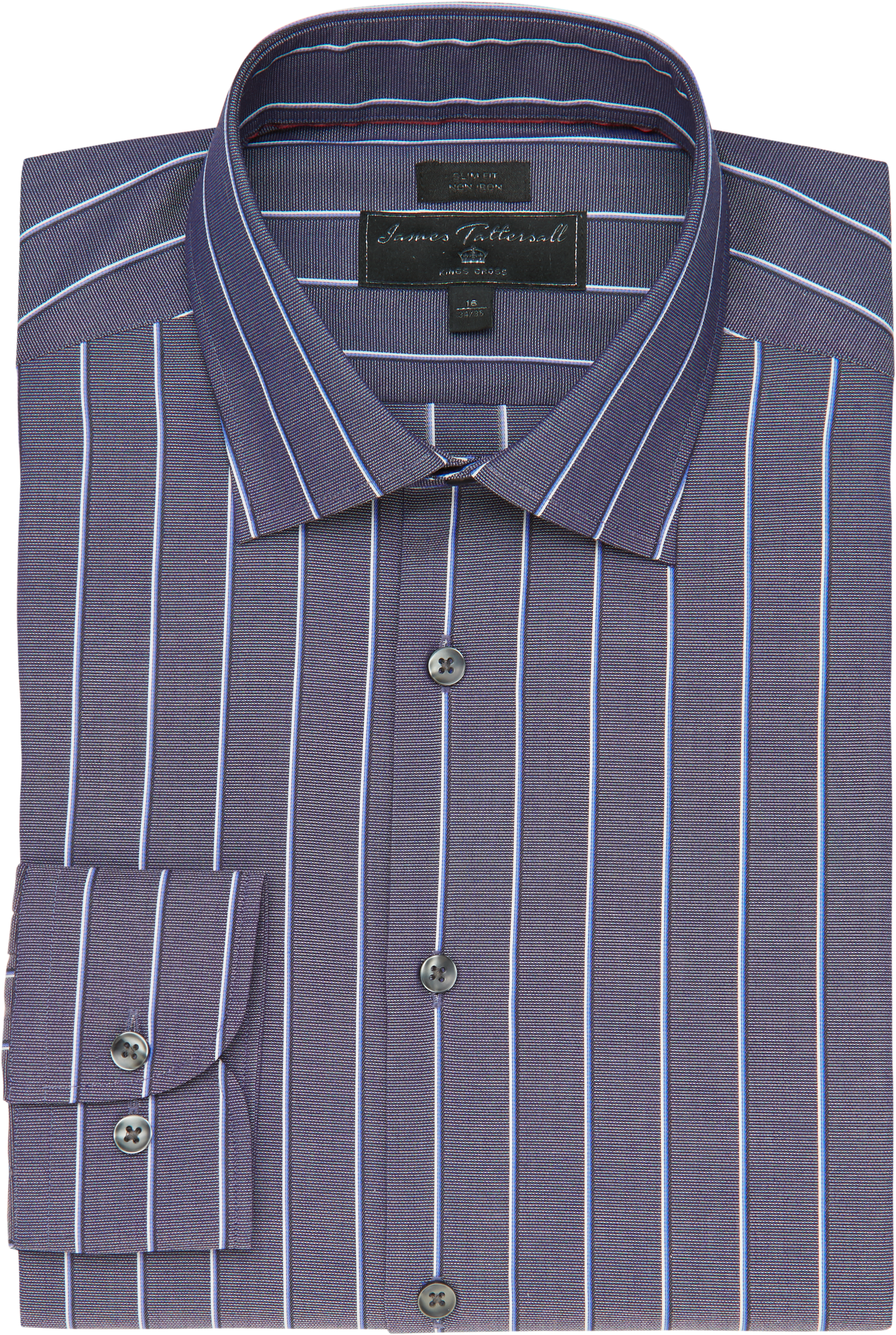 James Tattersall Kings Cross Gray & Blue Stripe Dress Shirt - Men's ...