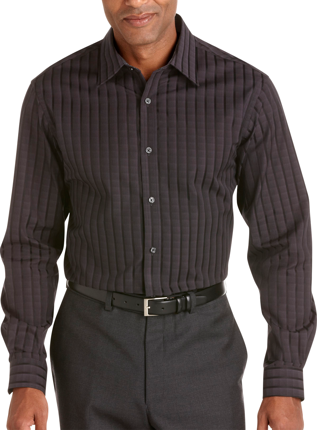 Pronto Uomo Black Stripe Woven Shirt - Men's Shirts | Men's Wearhouse
