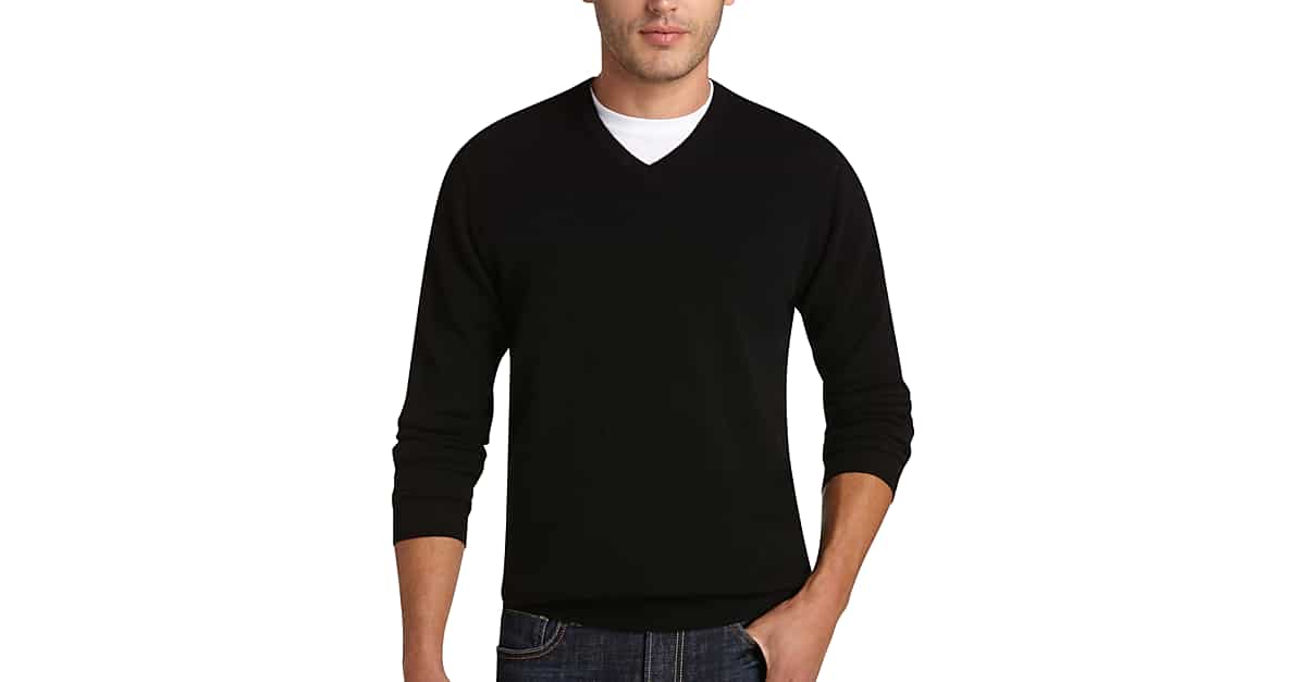 Joseph Abboud Black V-Neck Cashmere Sweater - Men's Modern Fit | Men's ...